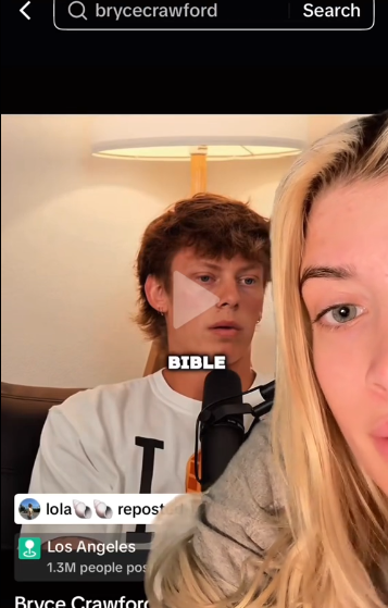 Sami Sheen using a green screen effect to show Bryce Crawford's content, on a video posted on June 18, 2025 | Source: TikTok/samisheen