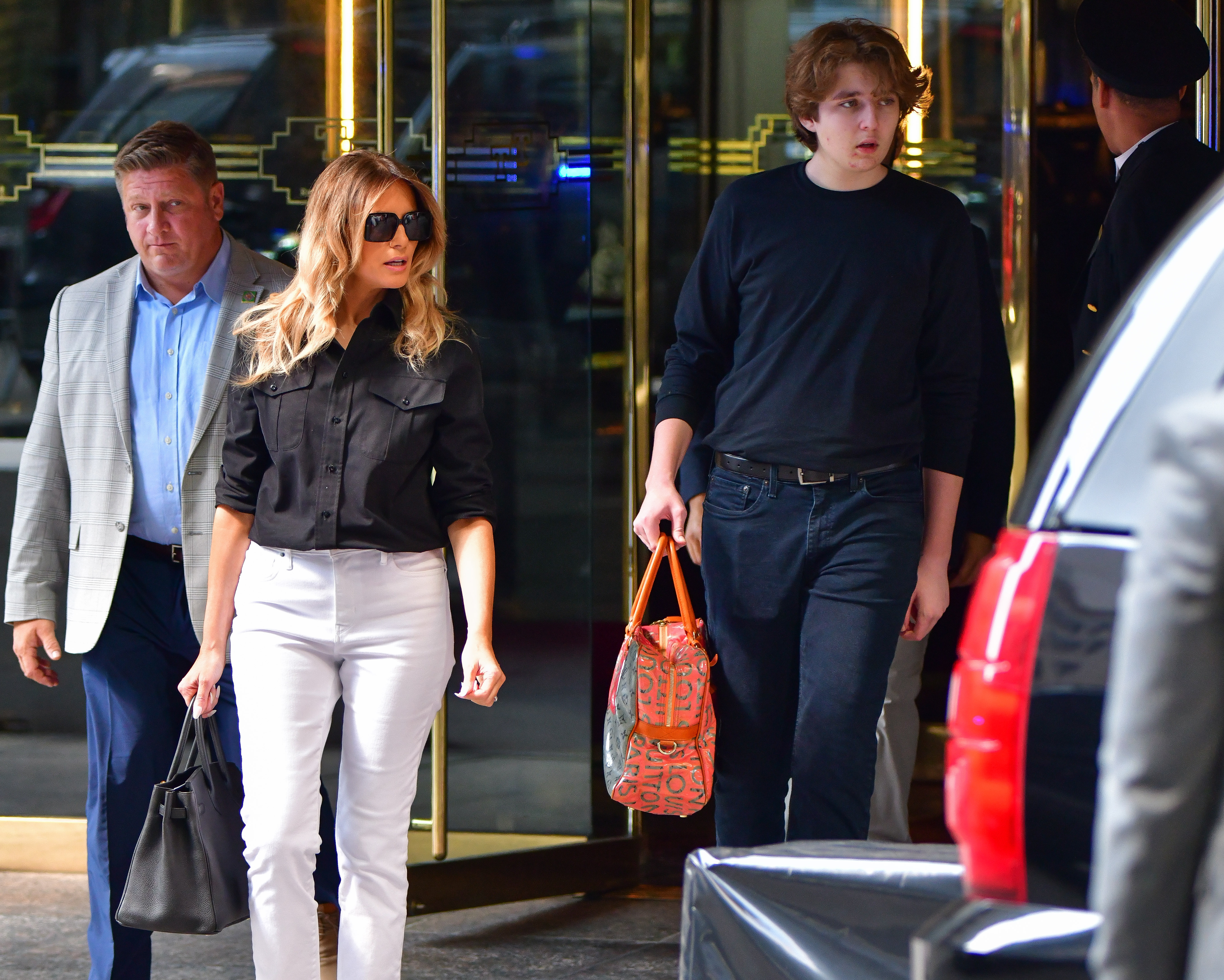 Melania and Barron Trump leave Trump Tower on July 7, 2021, in New York City | Source: Getty Images