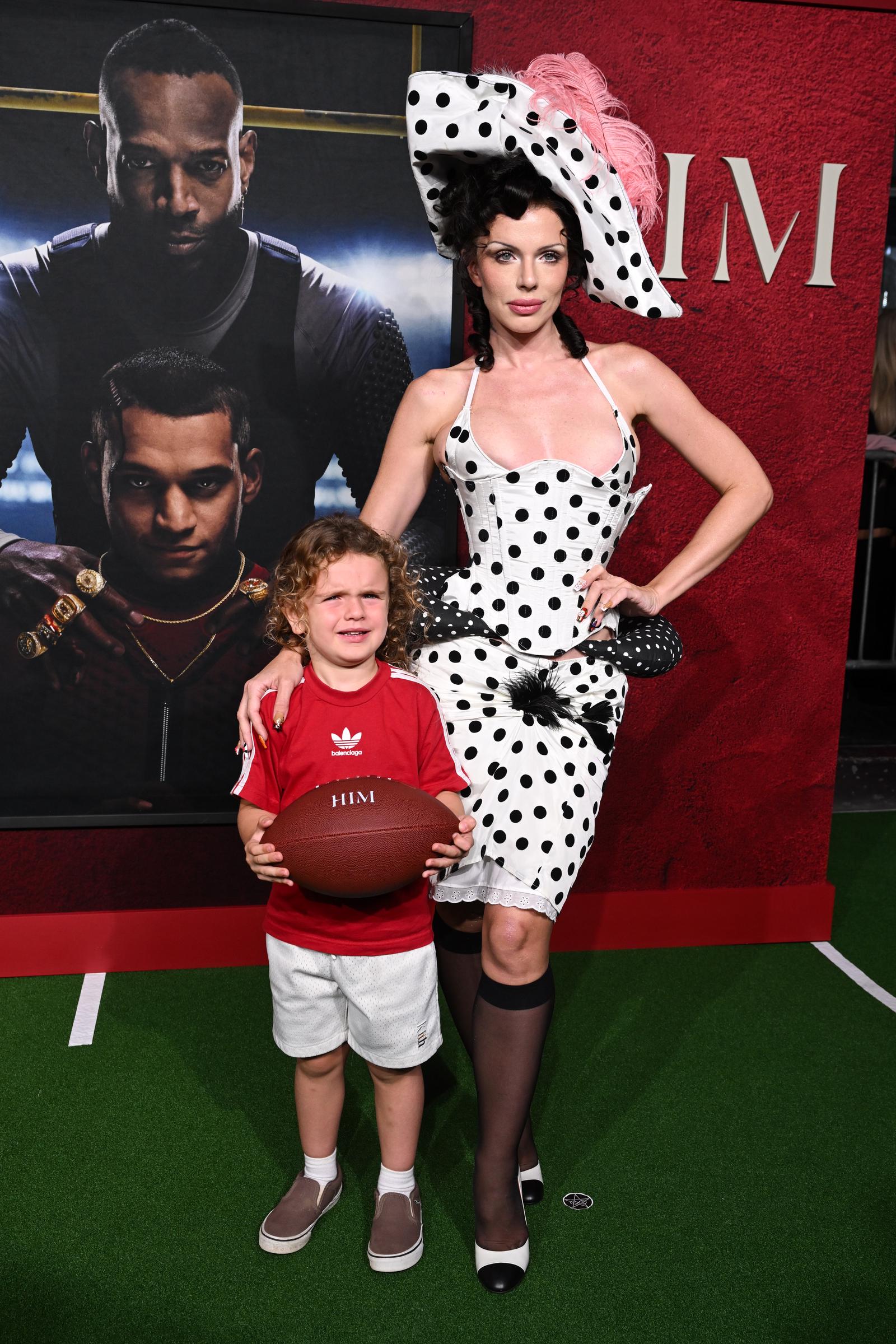 Julia Fox and her son Valentino Fox at Universal Pictures' "Him" Los Angeles Premiere held at TCL Chinese Theatre on September 17, 2025, in Los Angeles, California | Source: Getty Images