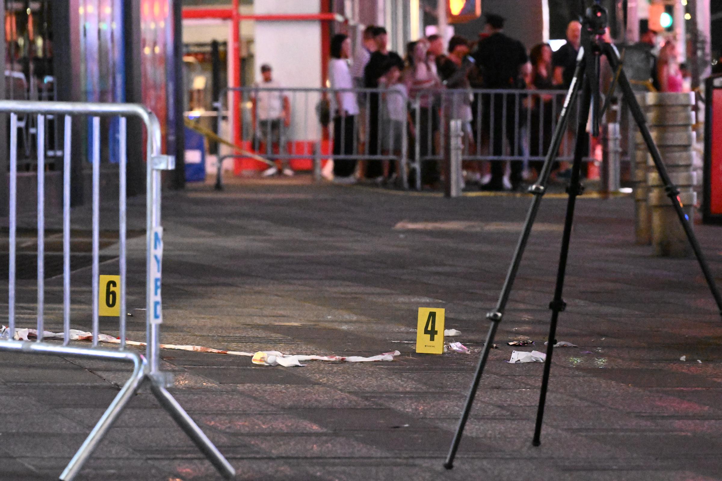 Investigators examined the Times Square scene after the stabbings and subsequent police shooting on August 31. The 68-year-old victim survived and was released from Bellevue Hospital late Tuesday afternoon, while Erin Piacenti died from her injuries. | Source: Getty Images