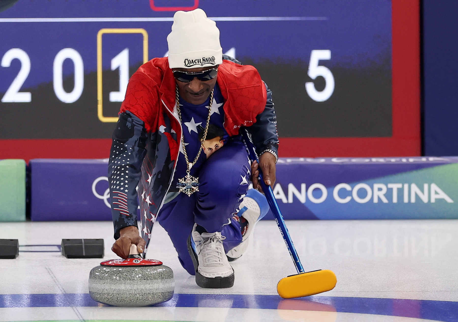 Snoop Dogg is seen after the match between Team United States and Team Canada on day zero of the Milano Cortina 2026 Winter Olympic games | Source: Getty Images