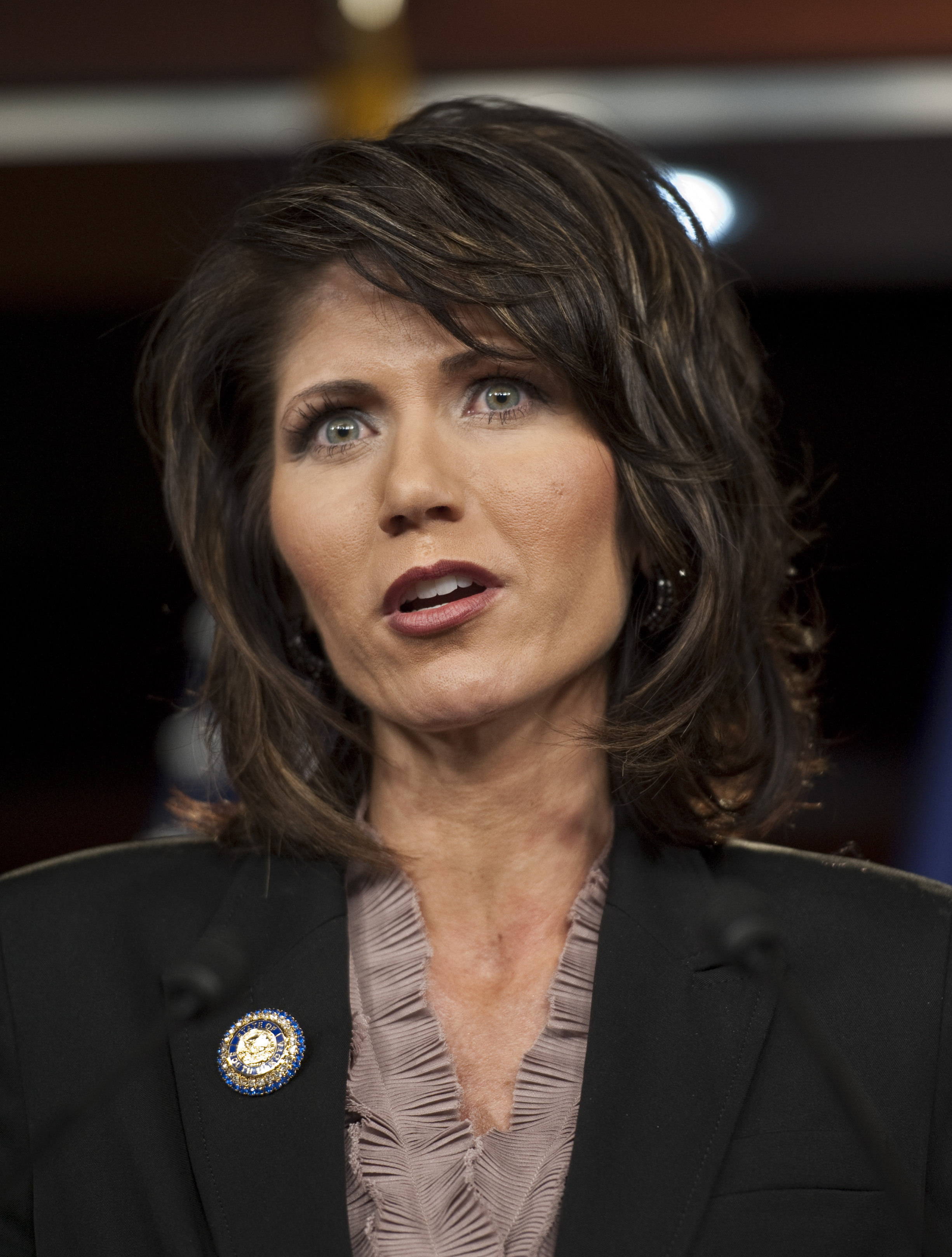Kristi Noem during a news conference at the U.S. Capitol with the Republican leadership team for the 112th Congress on November 19, 2010, in Washington, D.C. | Source: Getty Images