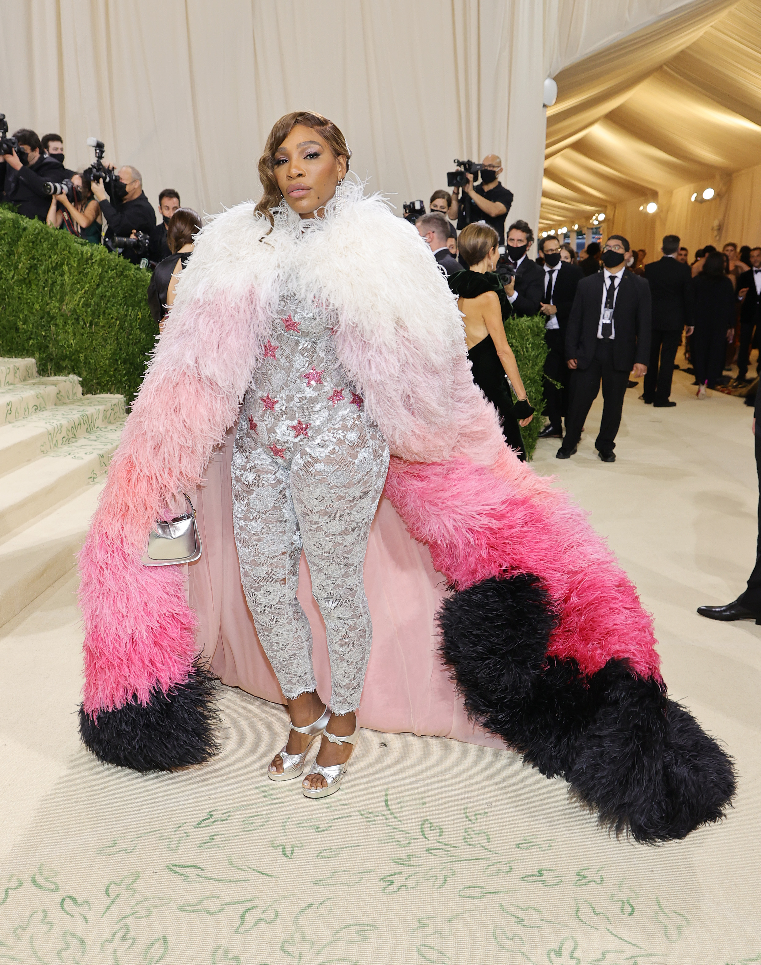 In a completely different setting of art and glamour, Serena Williams looks perfectly at home in her colorful attire at The Met Gala Celebrating In America: A Lexicon of Fashion at the Metropolitan Museum of Art in New York City.