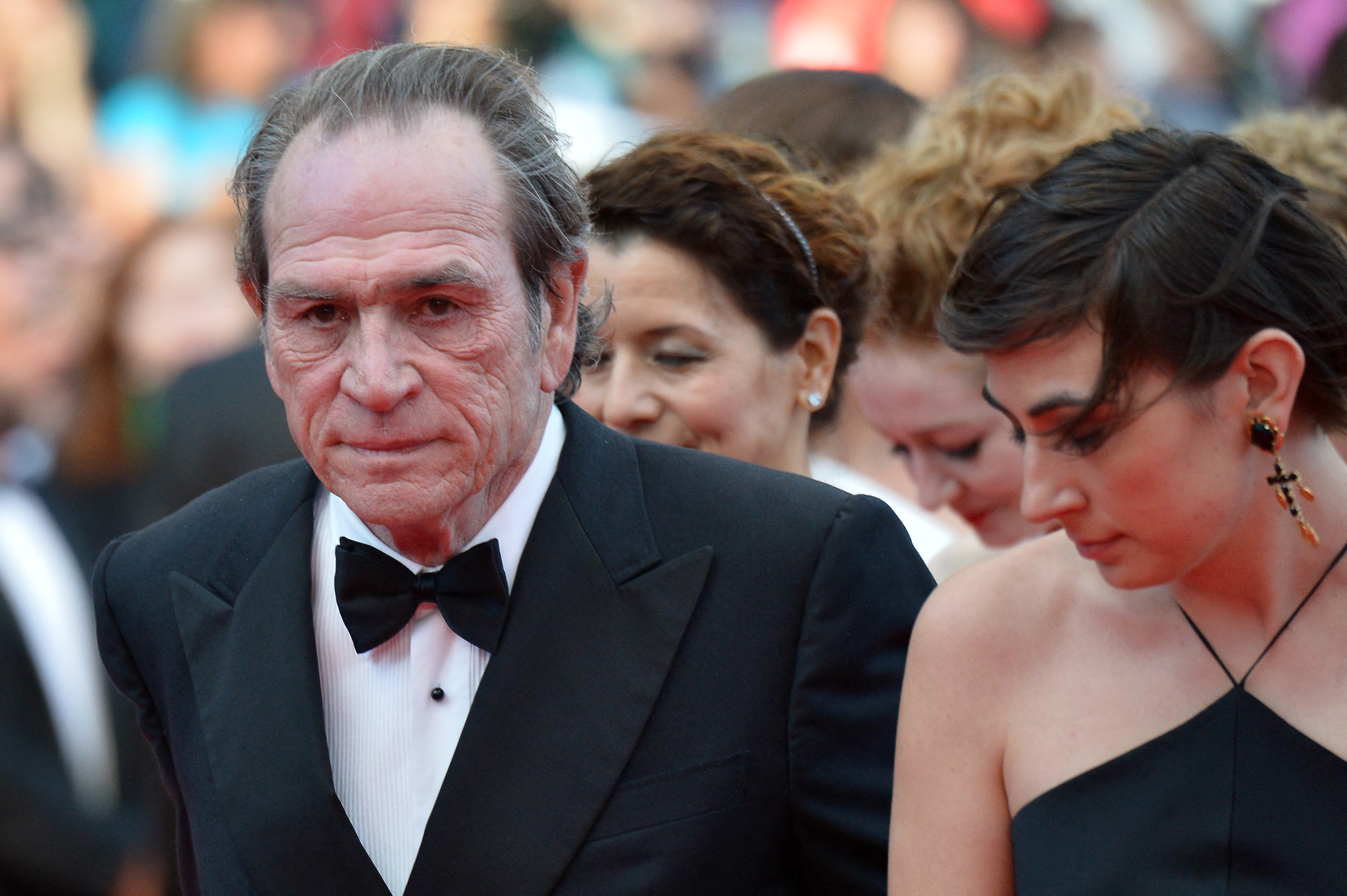 Tommy Lee Jones and his daughter Victoria arrive for the screening of his film "The Homesman" at the 67th edition of the Cannes Film Festival in southern France, on May 18, 2014. | Source: Getty Images