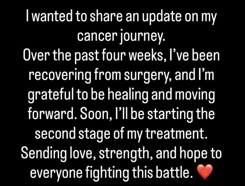 Vanessa's June update came four weeks after surgery and confirmed that another stage of treatment was still ahead. | Source: Instagram/@officialvanessatrump