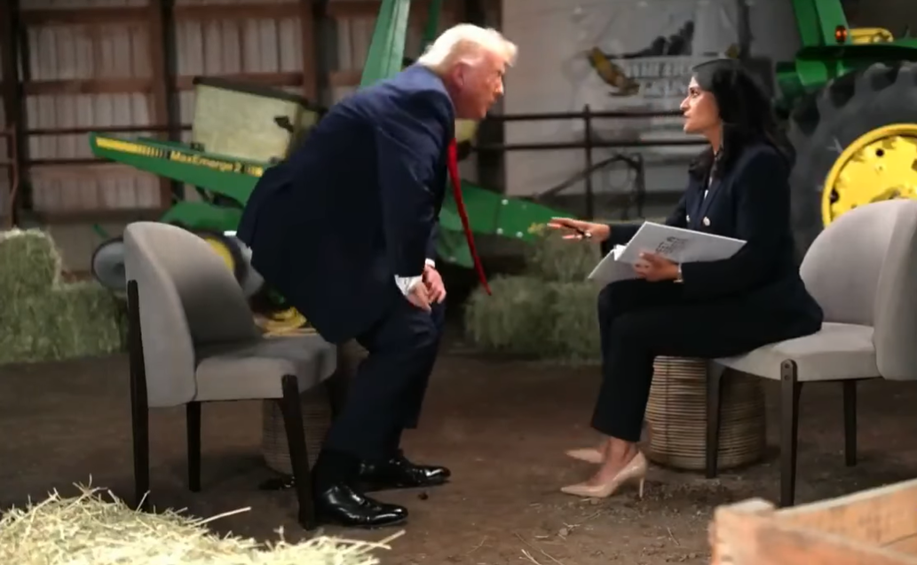 President Donald Trump leaves his chair as he walks away from his interview with NBC's Kristen Welker, from a video dated June 8, 2026 | Source: Instagram/amyklobuchar
