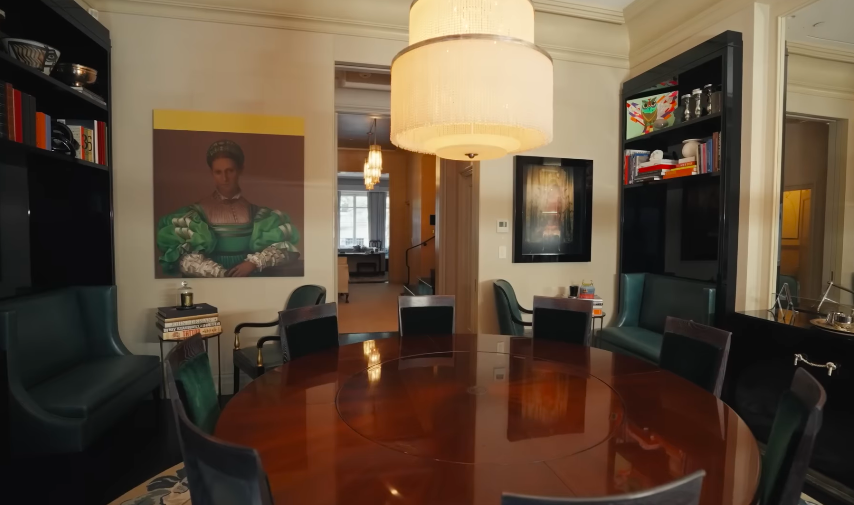 The home is filled with pieces that feel collected rather than simply purchased. Sofield told AD he believes objects have souls and stories, and the dining room leans fully into that philosophy. | Source: YouTube/Architectural Digest