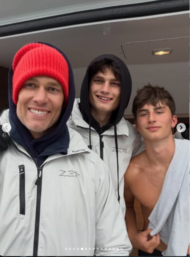 Tom Brady shares a cozy moment with his sons, Jack and Benjamin, as the three pose together in warm layers. The family snapshot offers another glimpse into how the former NFL star spends time with his children away from the football field and public spotlight.  | Source: Instagram/tombrady