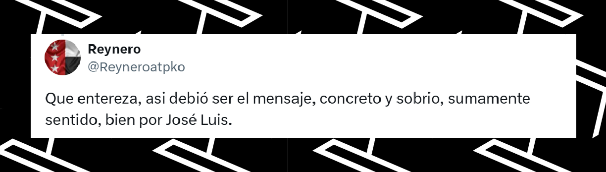 Comment from an user after hearing the message from journalist José Luis García about the death of his ex-wife, Débora Estrella: "Such strength, that must have been the message, concrete and sober, deeply felt. Well done, José Luis". | Source: X/TODUPNews