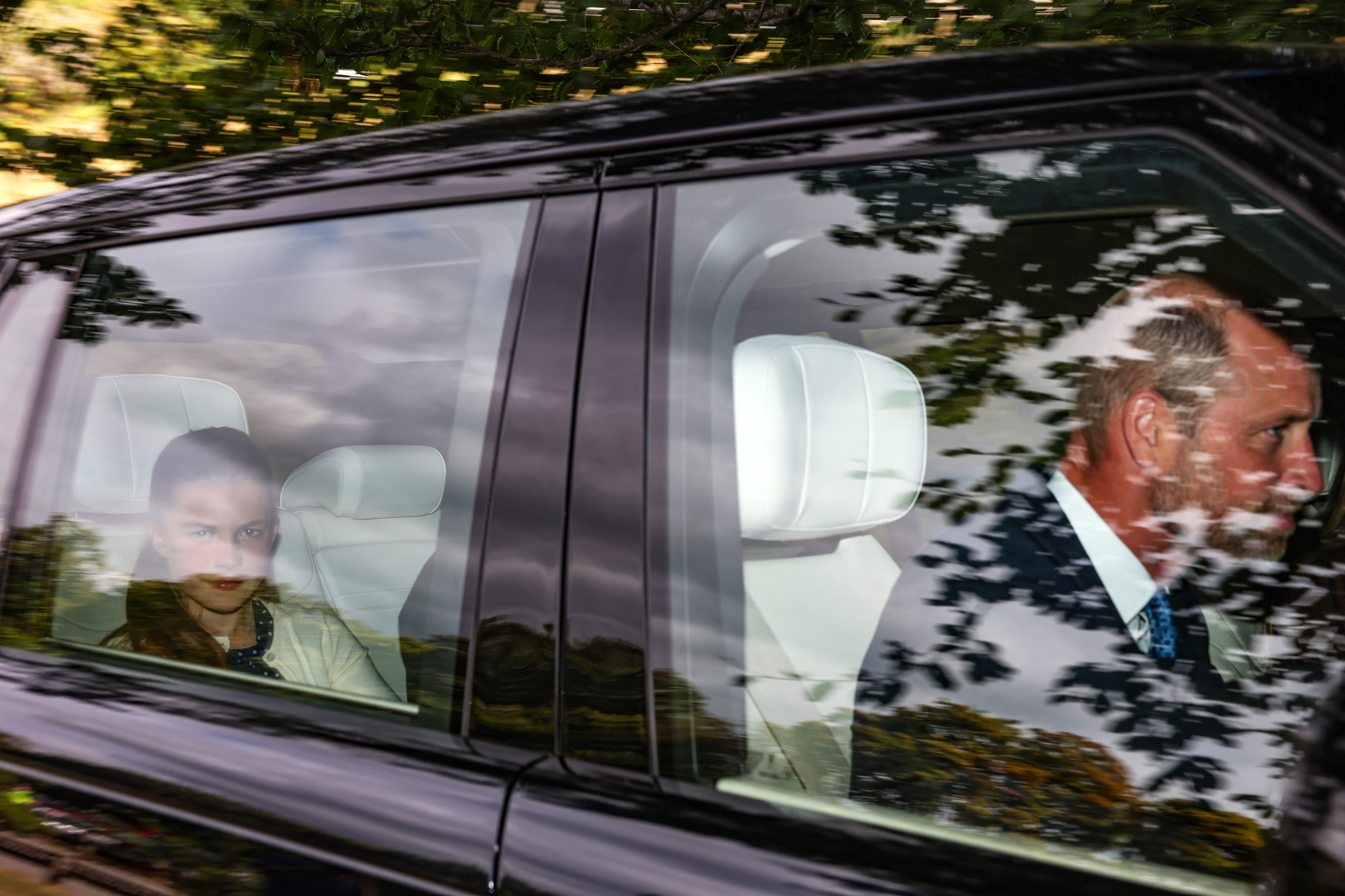 Prince William, Prince of Wales and Princess Charlotte of Wales arrive by car at Crathie Kirk to attend the church service on August 24, 2025 in Crathie, Aberdeenshire | Source: Getty Images