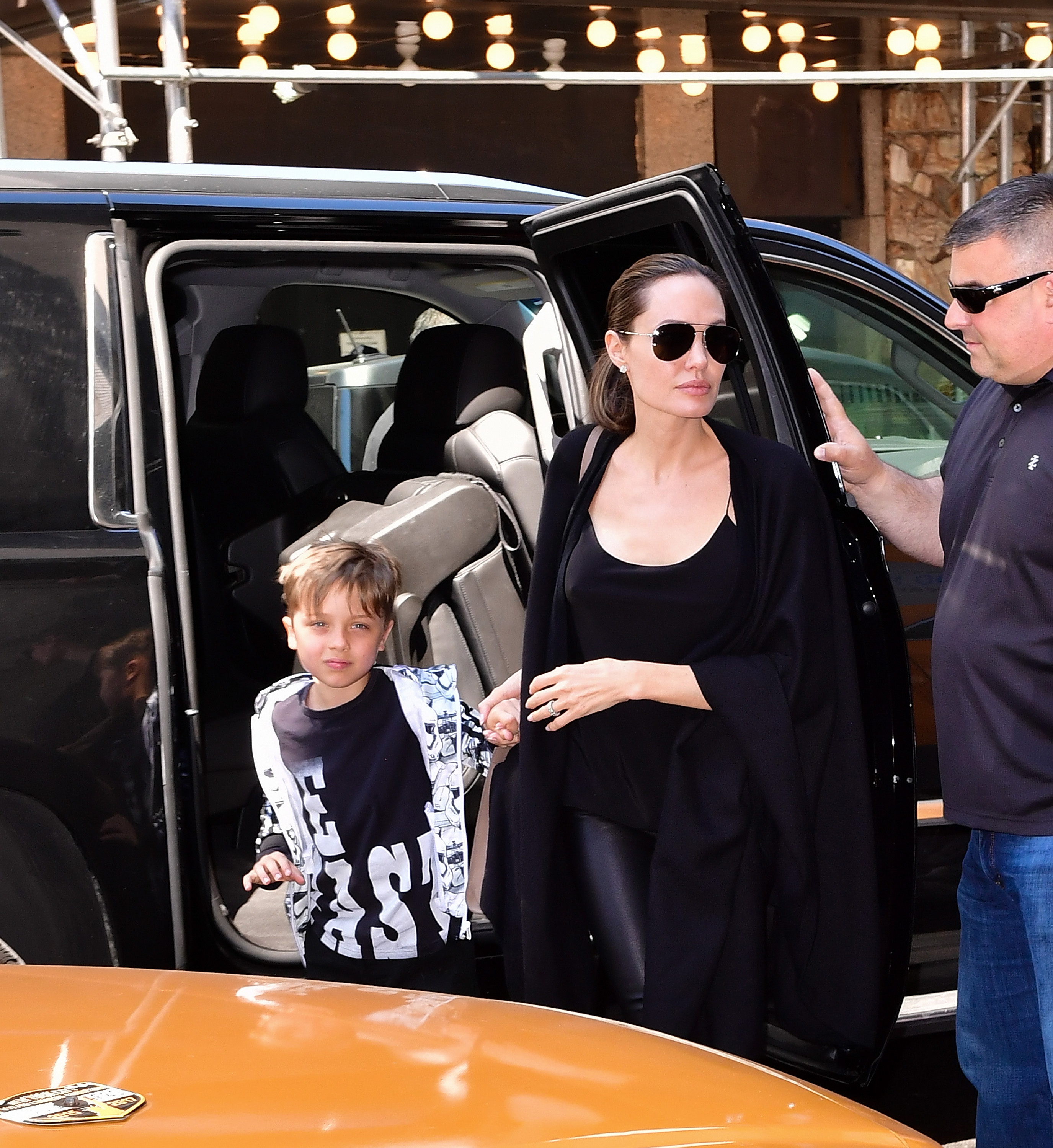 Knox Jolie-Pitt and Angelina Jolie arrive to Broadway musical Hamilton on June 19, 2016 | Source: Getty Images