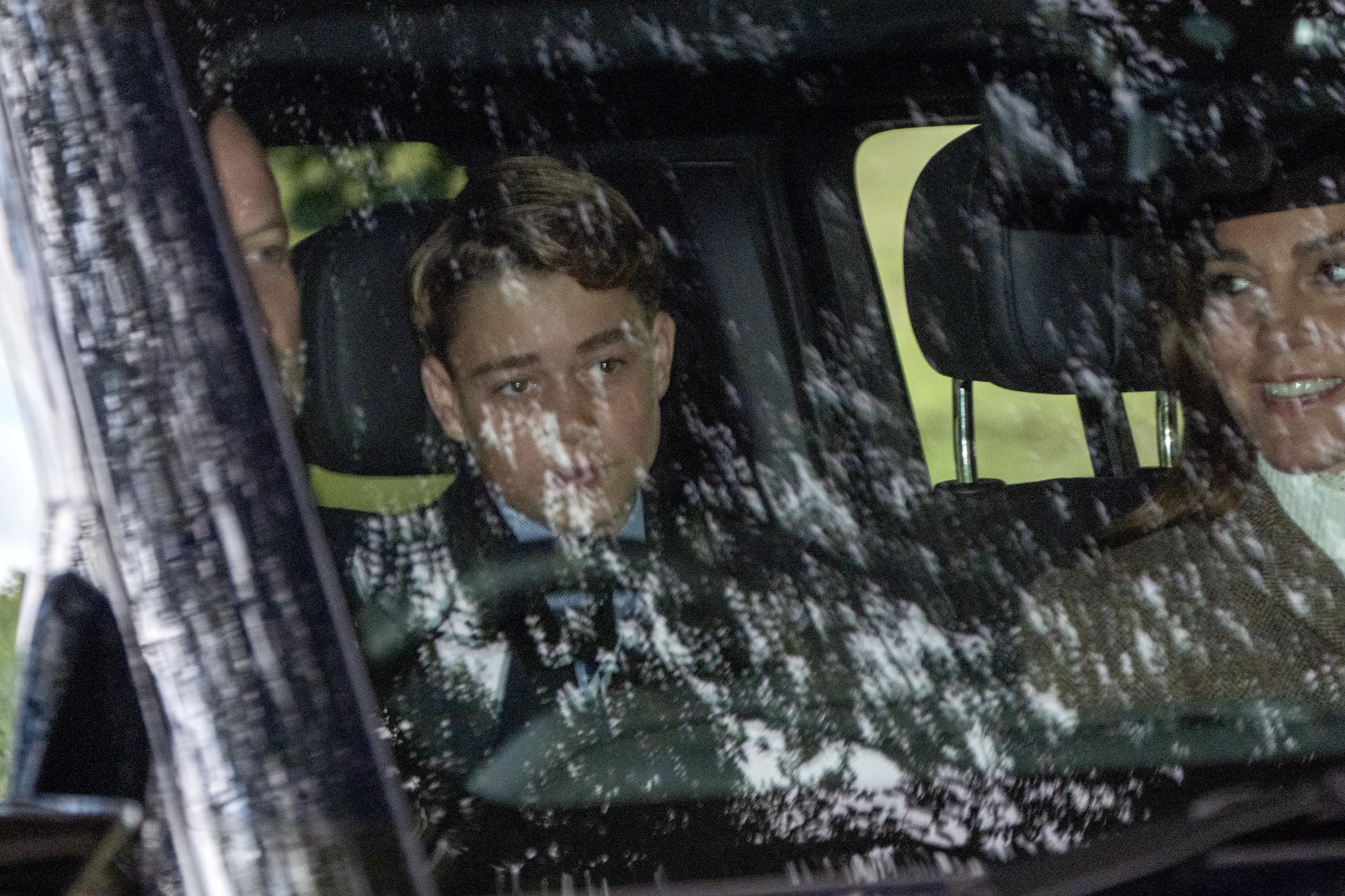 A closer look at Prince George, whose pensive expression through the car window was the subject of much online chatter. | Source: Getty Images