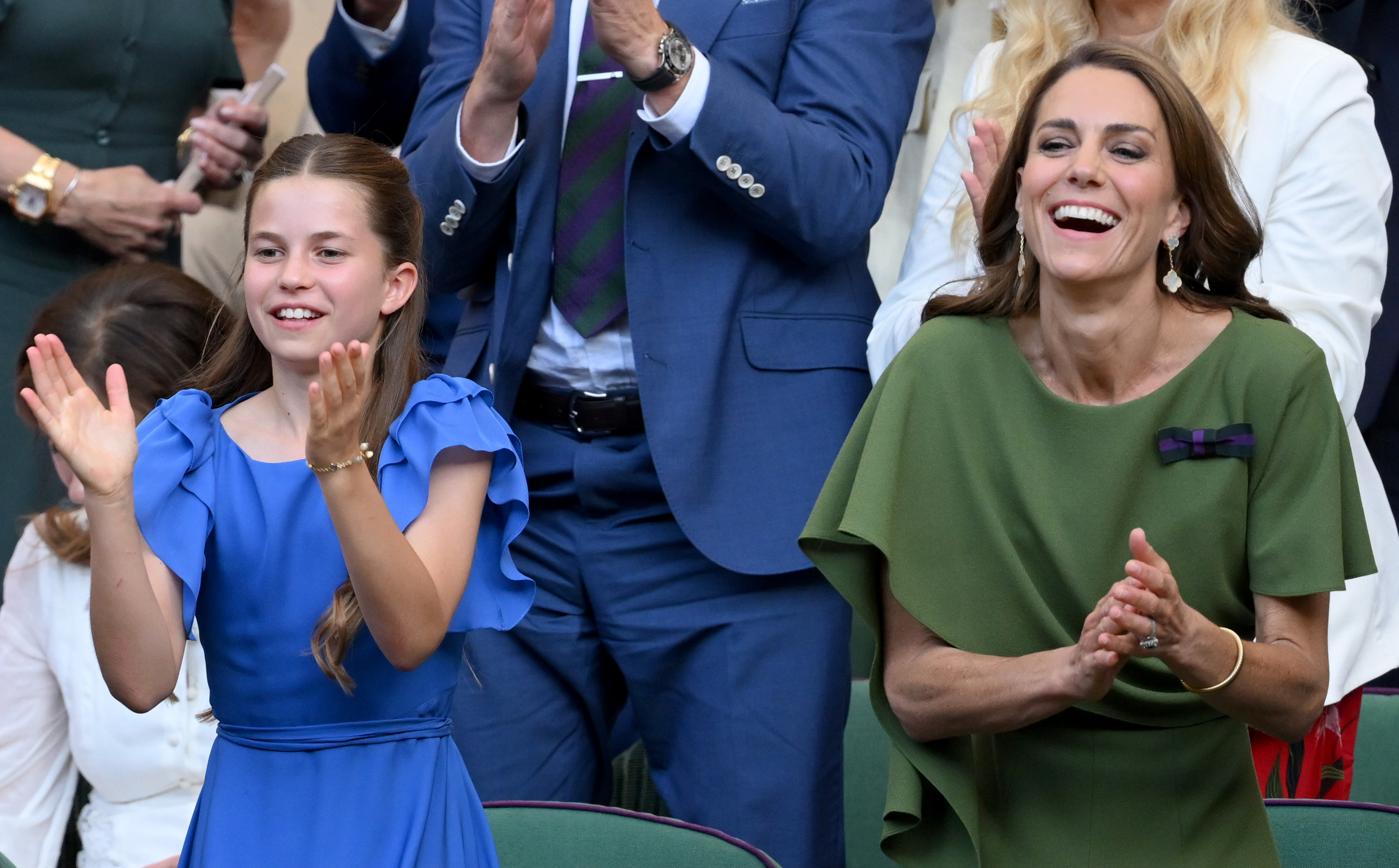 Princess Charlotte of Wales and Catherine, Princess of Wales, deserved to be happy after a complicated last few years. In this photo, they're in the royal box, reacting to the game. | Source: Getty Images
