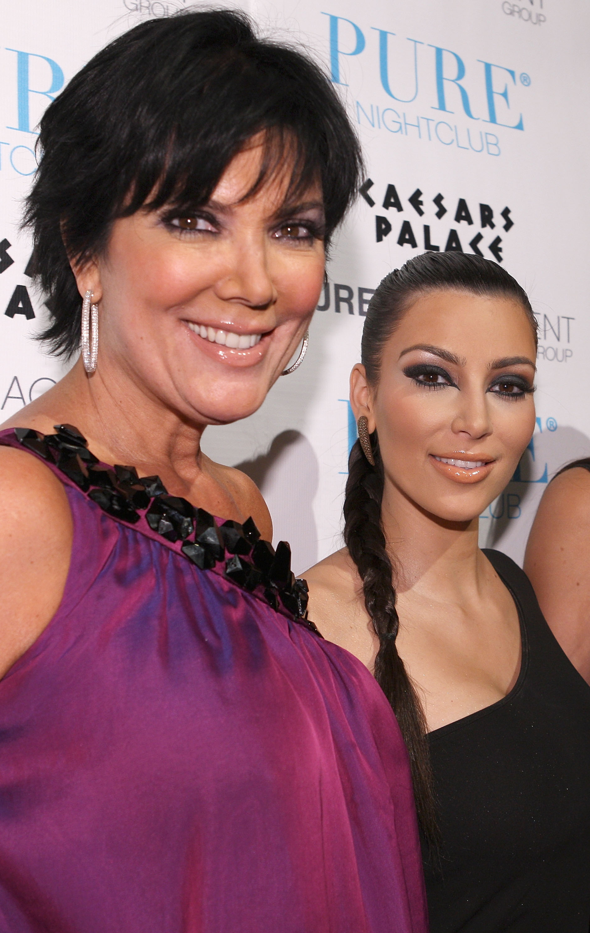 Kris Kardashian poses alongside daughter Kim Kardashian at Khloé Kardashian's birthday celebration at PURE Nightclub in Las Vegas. | Source: Getty Images
