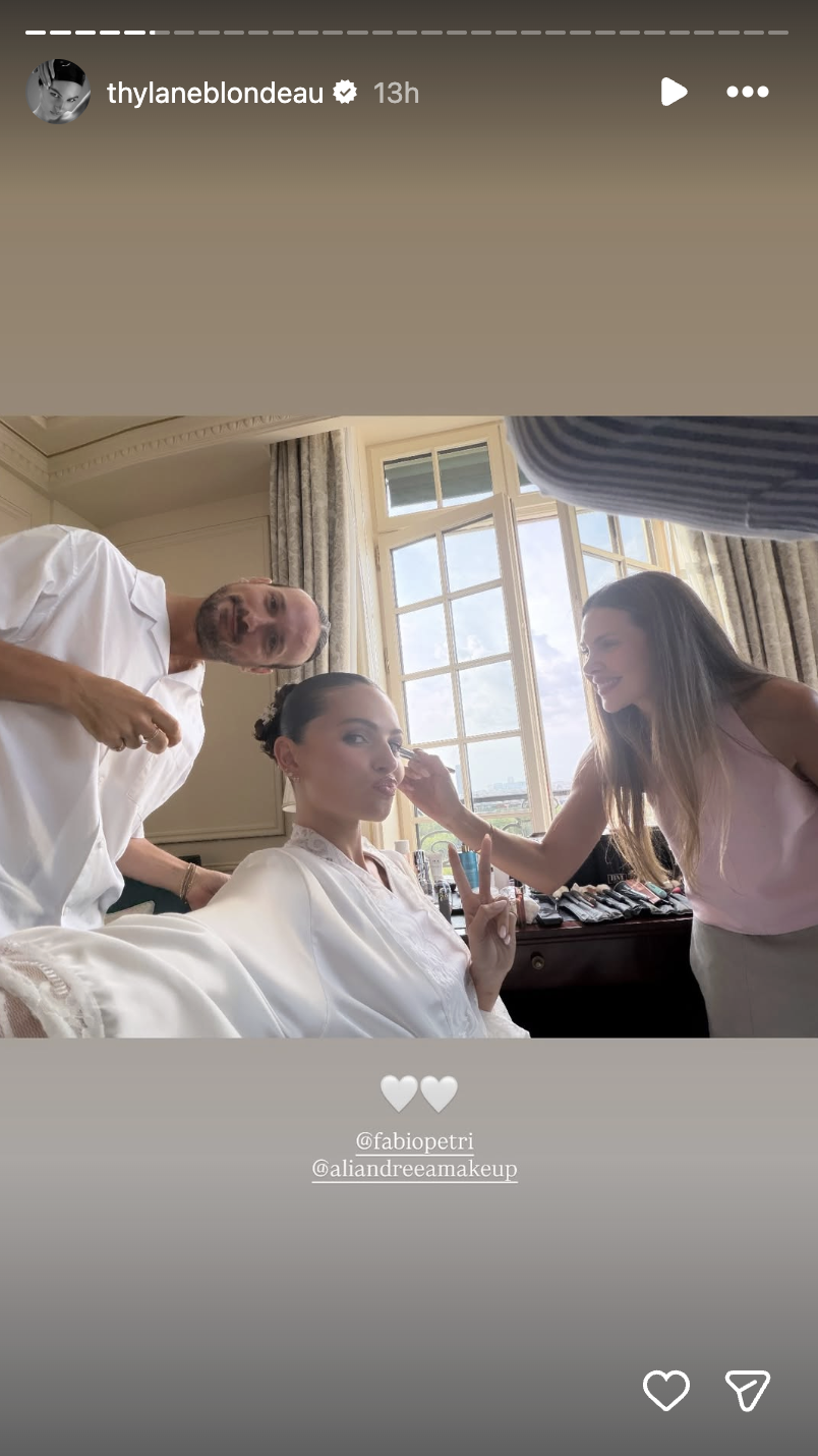 The 25-year-old model documented the final touches before her Paris civil wedding, with her glam team helping her prepare for the milestone. | Source: Instagram/thylaneblondeau