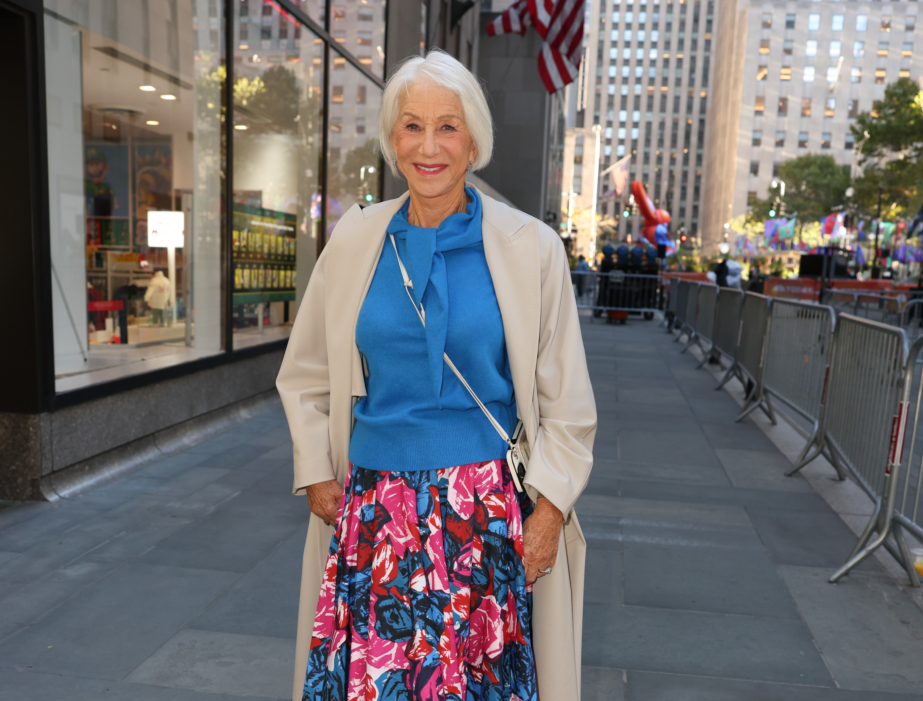 Mirren's sleek silver-white hairstyle remains unmistakable during an October 2026 outing in New York City. She has explained that her transition was gradual because her naturally blonde hair had already become lighter over time.