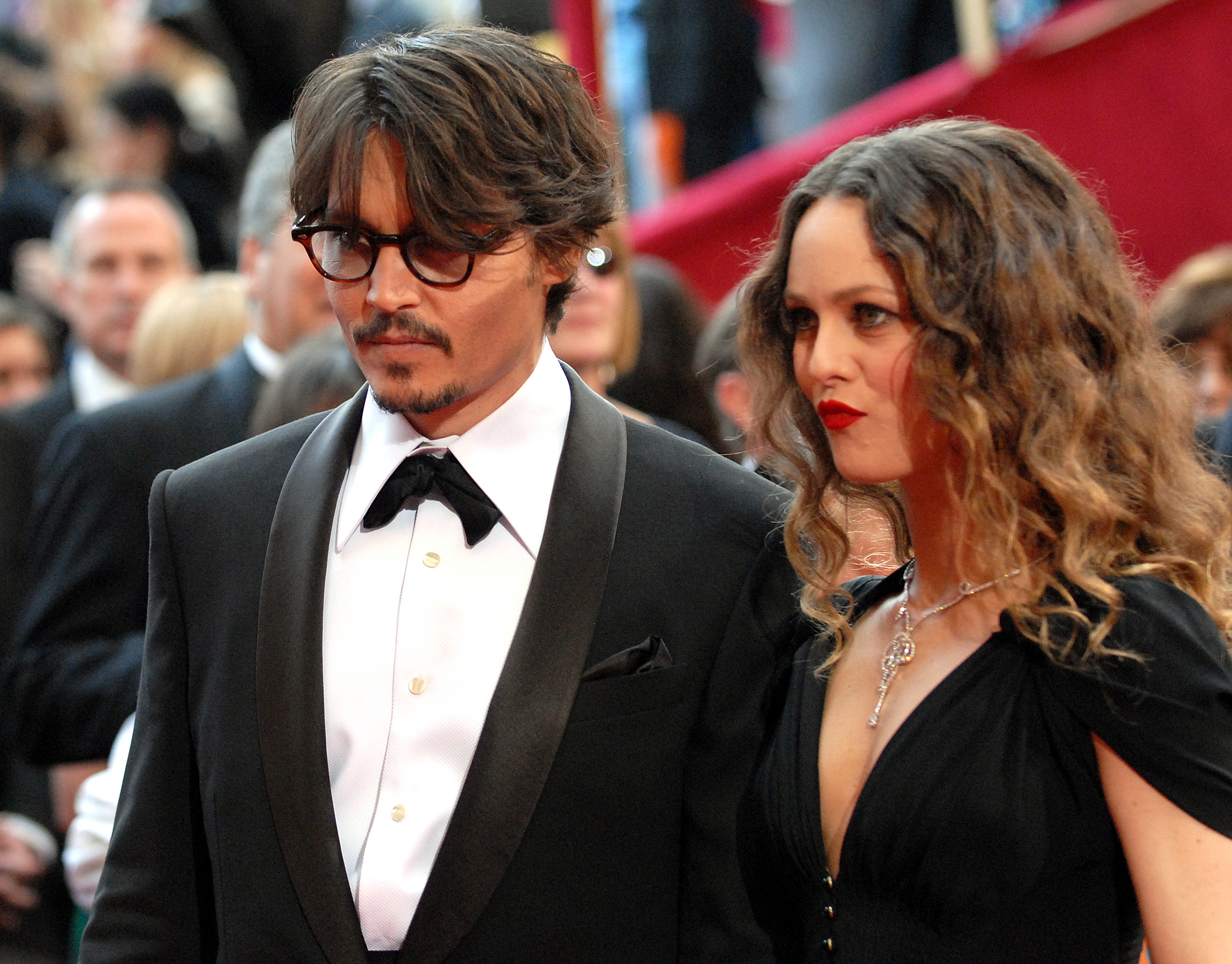 Johnny Depp and Vanessa Paradis attend the 80th Academy Awards in Los Angeles on February 24, 2008. The former couple spent 14 years together before separating in 2012, when they requested privacy for their two children. | Source: Getty Images