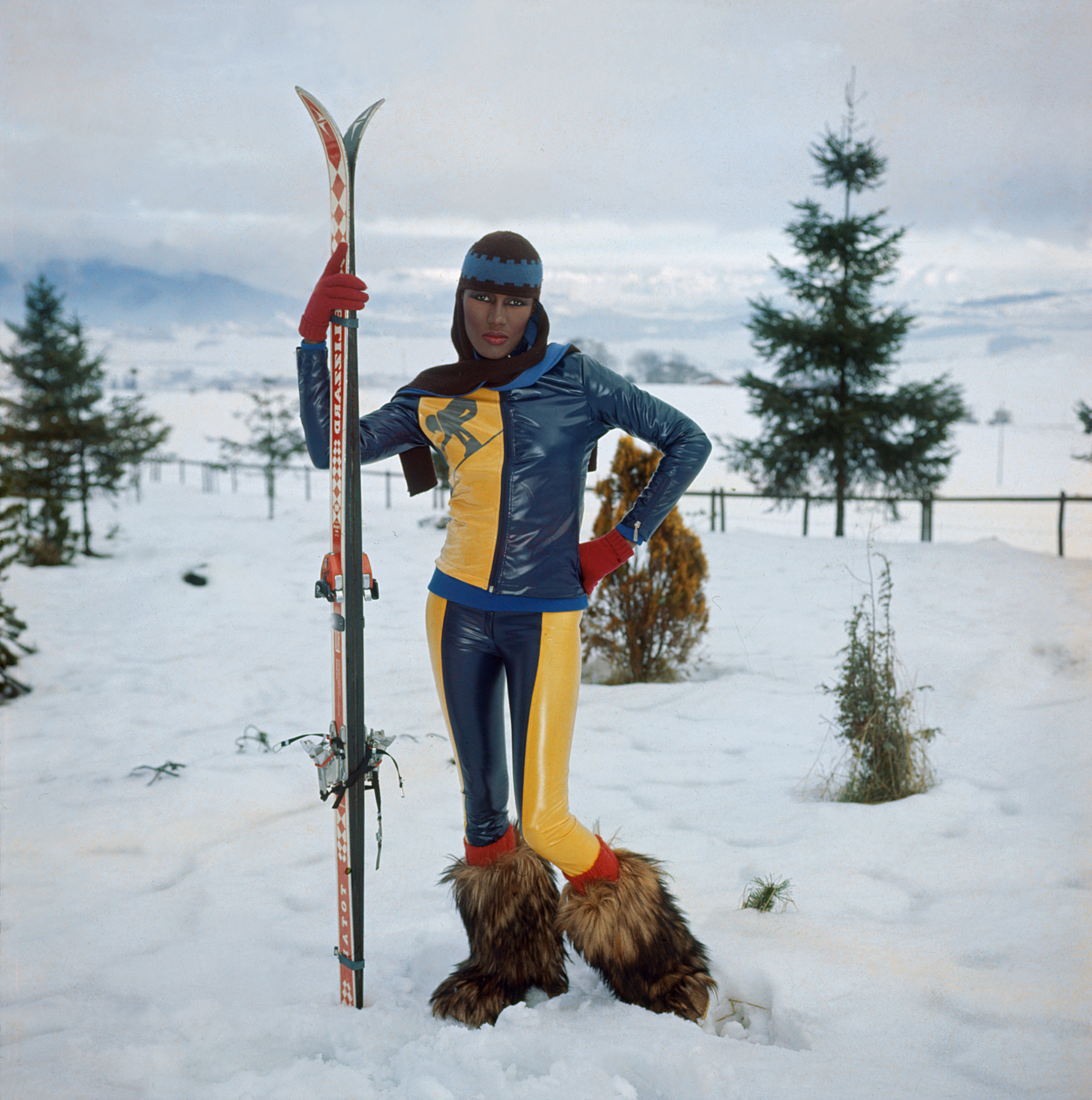 Grace Jones posing in the snow during a photoshoot in Italy in 1978. | Source: Getty Images
