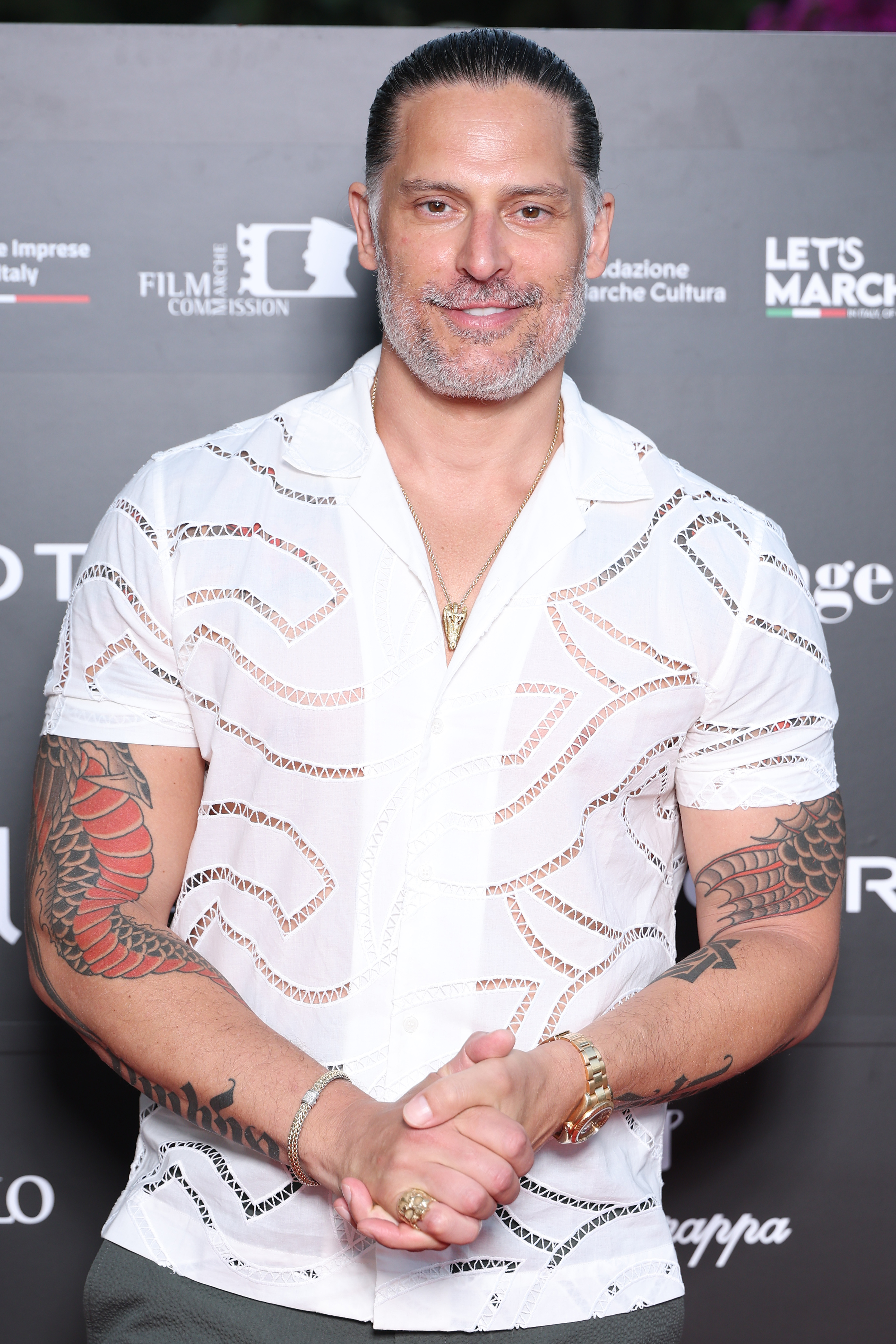Joe Manganiello attends the Filming Italy 2025 red carpet at Forte Village Resort in Santa Margherita di Pula, Italy, on June 22, 2025. The actor appeared at the event years after undergoing emergency surgery in 2016, a health crisis he would later discuss publicly. | Source: Getty Images