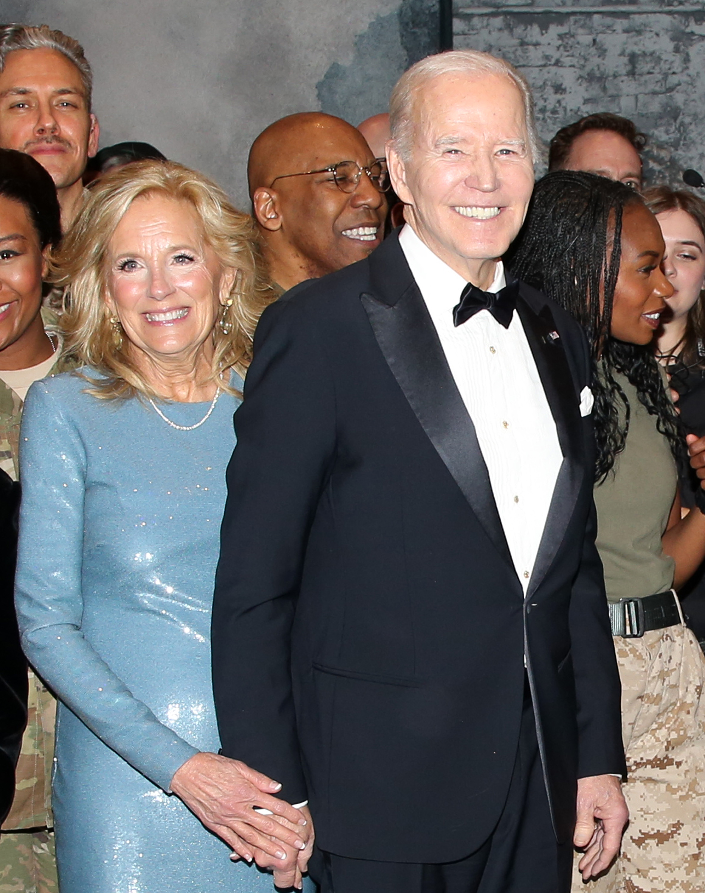 Dr. Jill Biden and Former US President Joe Biden pose backstage on opening night of "Othello" on Broadway at The Barrymore Theatre in New York City, on March 23, 2025 | Source: Getty Images