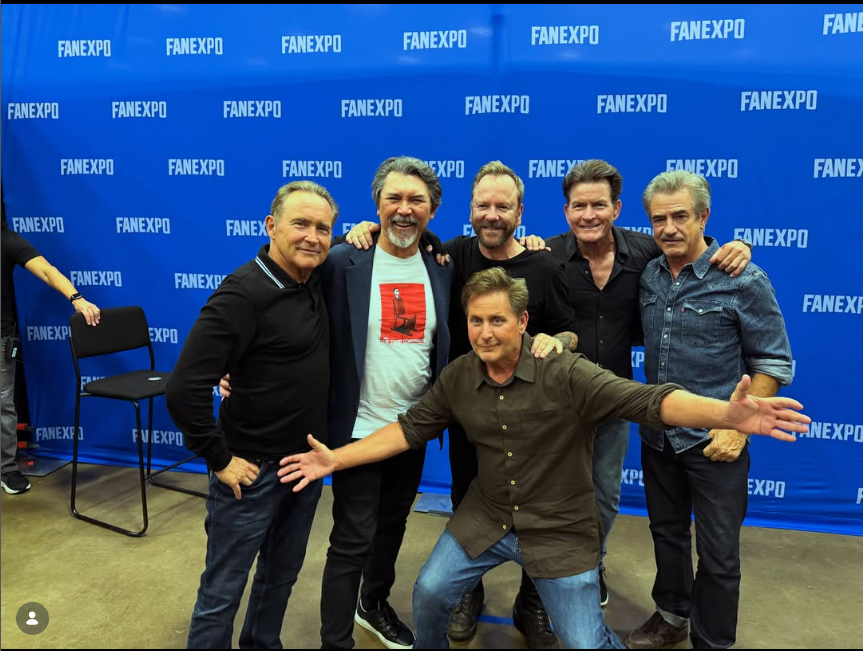 The Young Guns cast poses together at a Fan Expo event, nearly four decades after the original Western. | Source: Instagram/charliesheen