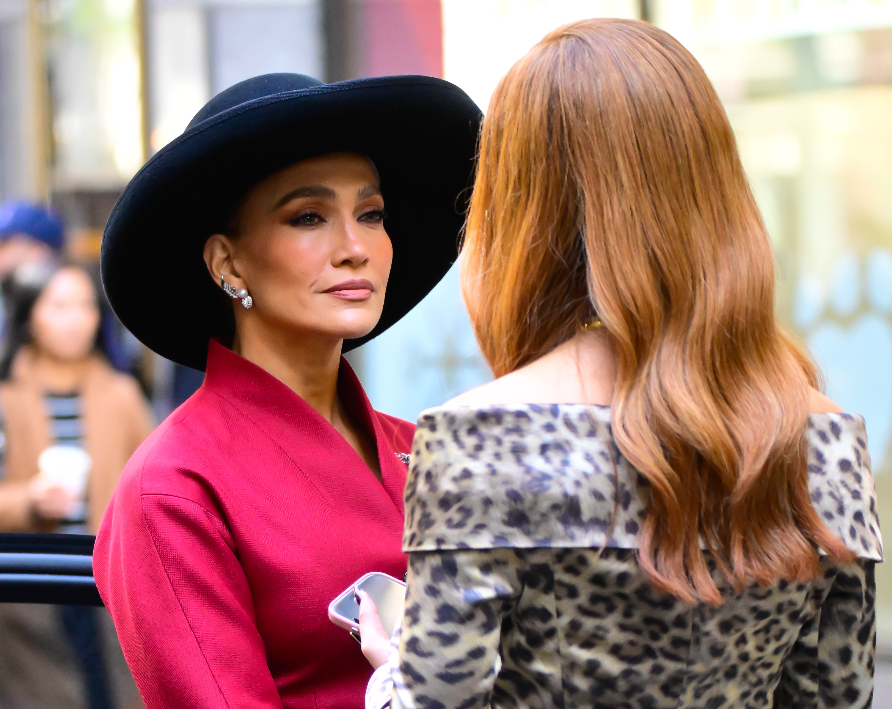Jennifer Lopez is seen filming "The Last Mrs. Parrish" in Midtown on October 10, 2025, in New York City. | Source: Getty Images