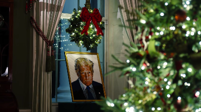 A view of U.S. President Donald Trump's Lego portrait placed by a window. | Source: Facebook/First Lady Melania Trump