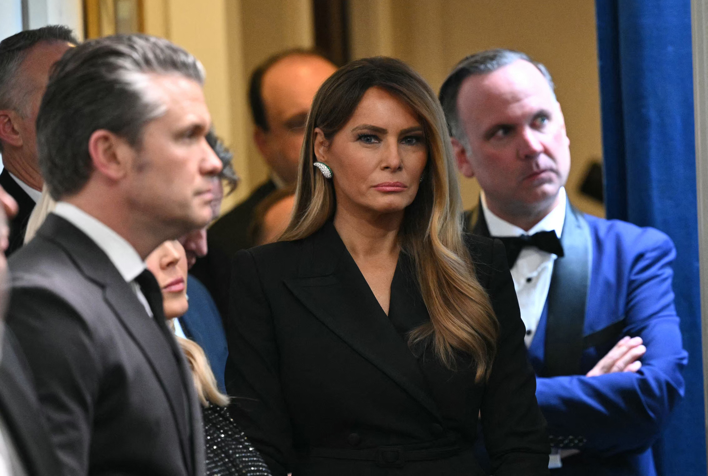 Melania Trump attends an event in April 2026, as reports about Natalie Harp's unusually close access to Donald Trump included an encounter in which Melania allegedly came across the aide late at night inside the president's private quarters at Mar-a-Lago. | Source: Getty Images