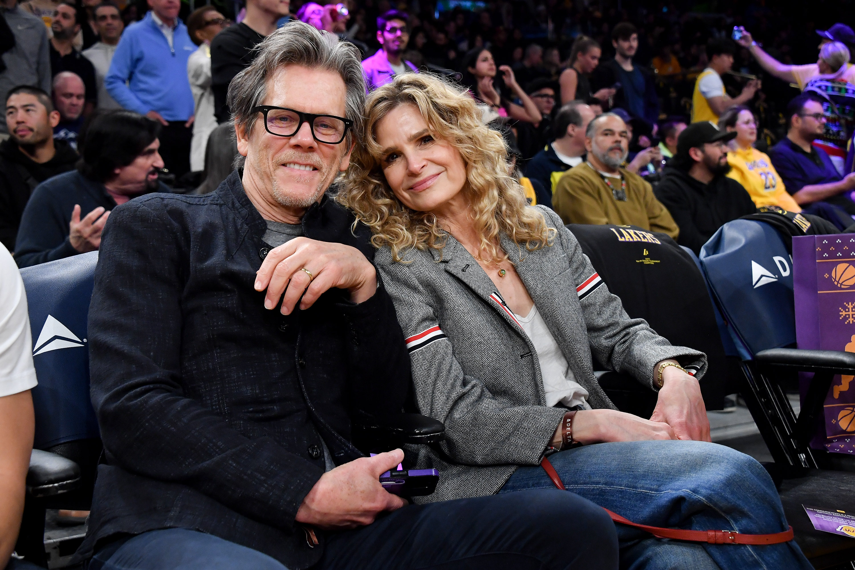Kevin Bacon and Kyra Sedgwick at a basketball game between the Los Angeles Lakers and the New York Knicks on December 18, 2023, in Los Angeles, California. | Source: Getty Images