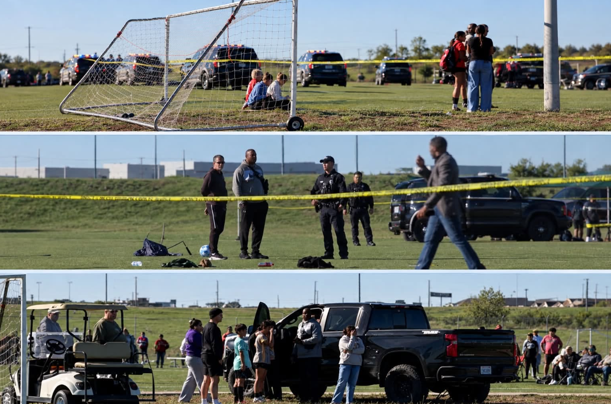 The scene at Stryker Sports Complex in Wichita, Kansas, on October 17, 2026, after a tragic incident during a youth soccer game left two people dead and 10 others injured. Police and emergency personnel responded as families and witnesses gathered near the fields. | Source: Facebook/Li Ly
