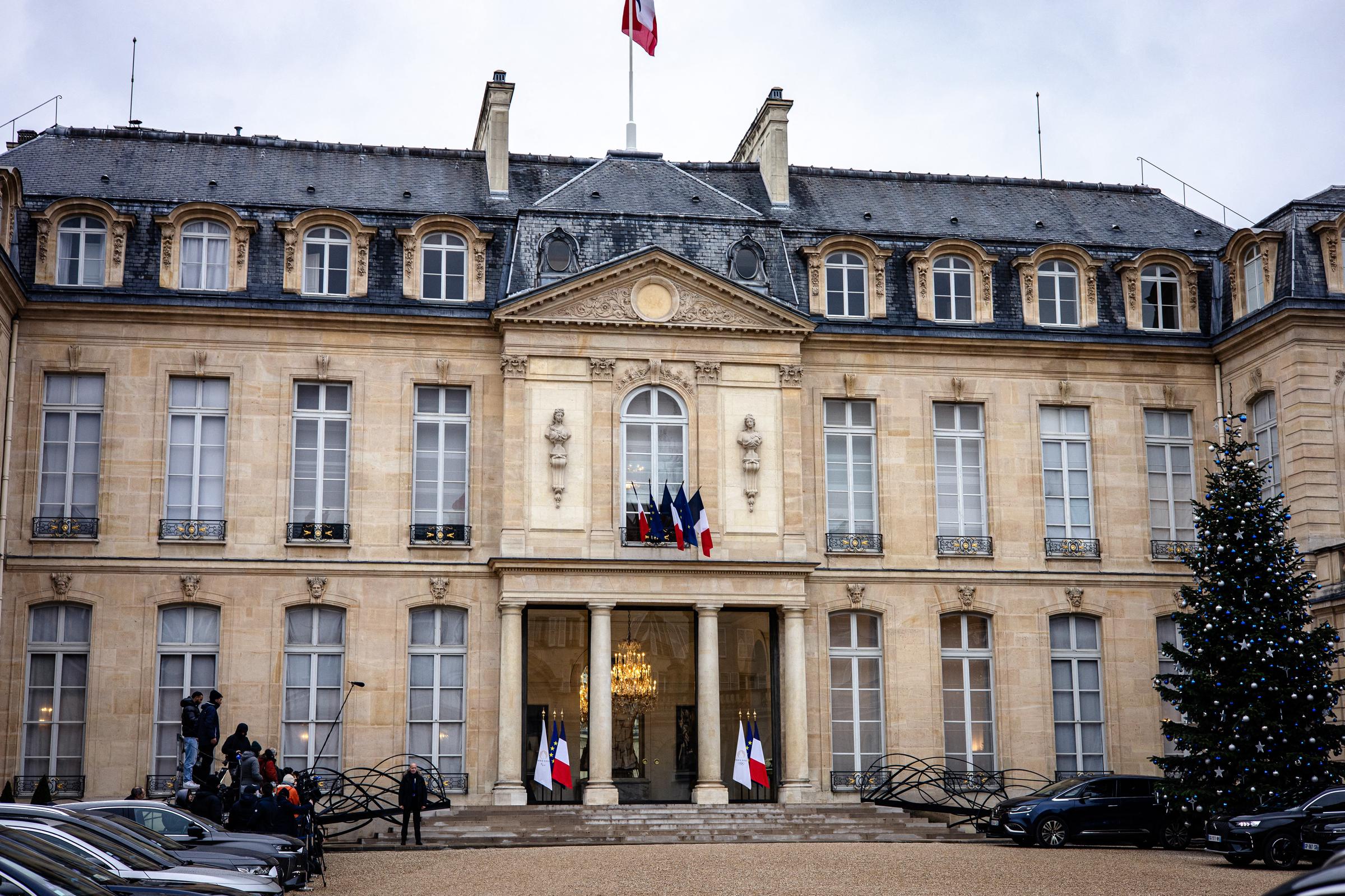 A view of the façade and entrance of the Élysée Palace in Paris, France on December 11, 2024. | Source: Getty Images