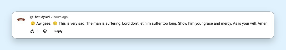 One viewer said the news is "very sad" and offered a prayer for Biden as concern over his condition spread online. The reaction reflected the wave of sympathy that followed Hunter Biden's unusually candid comments about his father's health. | Source: YouTube/ABC News