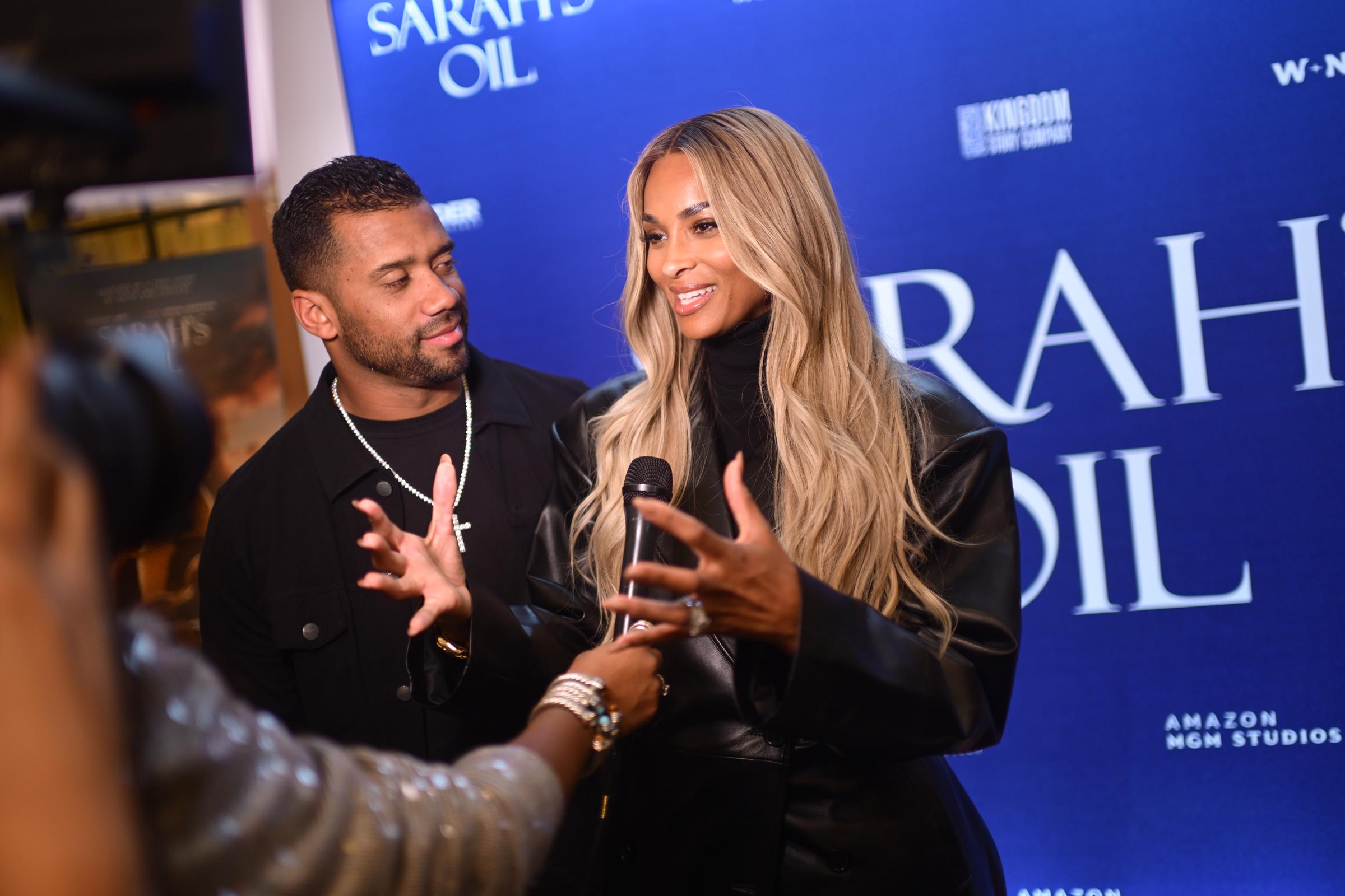 Ciara Wilson and her husband Russell at the NY special screening of Amazon MGM Studios "Sarah's Oil" at The Whitby Hotel on November 5, 2025. | Source: Getty Images