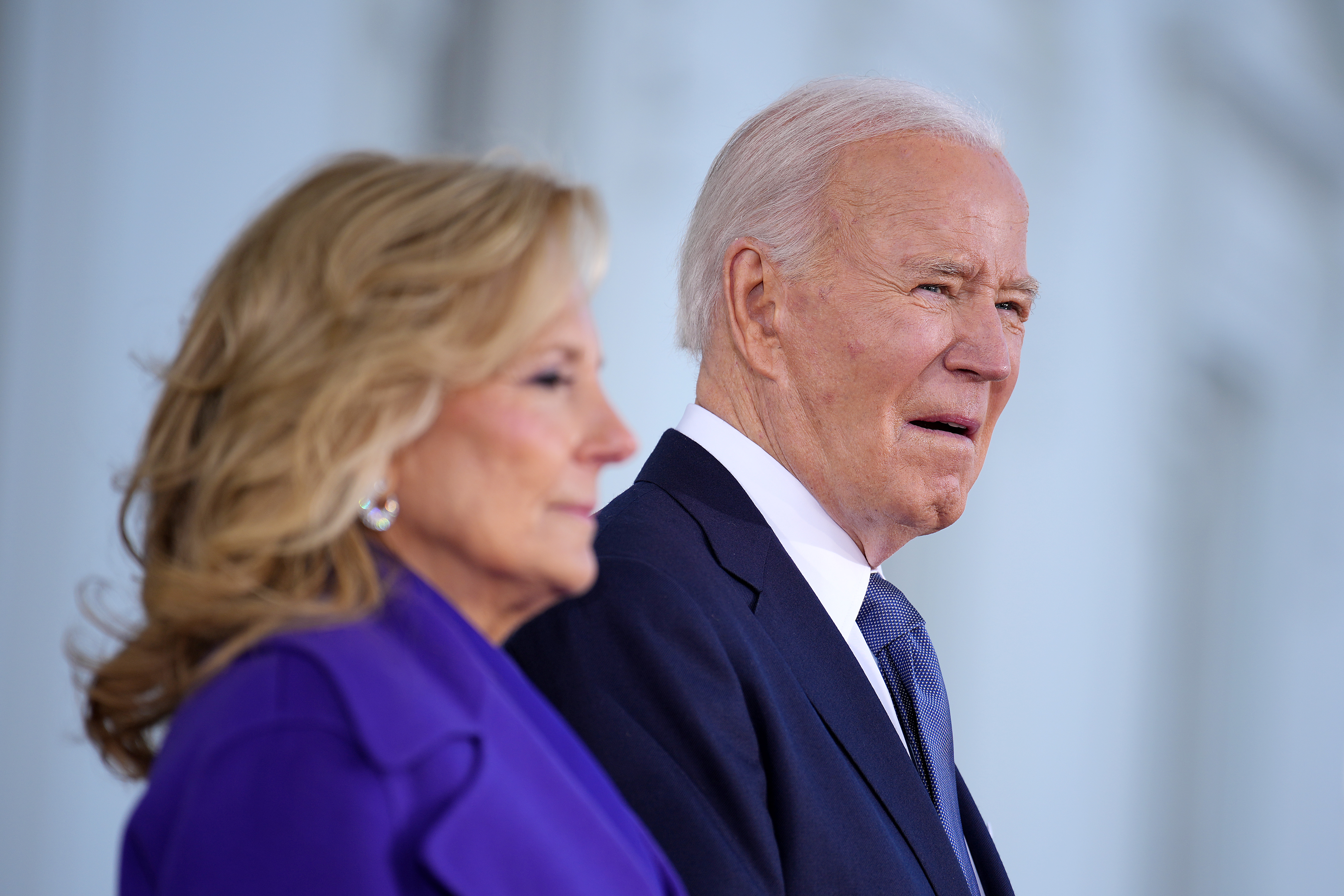 Jill and Joe Biden are see at the White House on January 20, 2025, in Washington, D.C. | Source: Getty Images