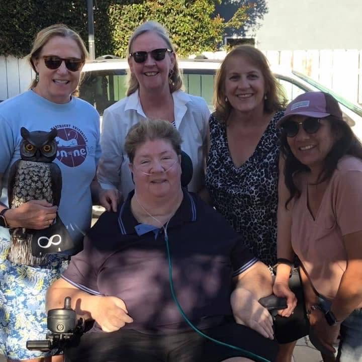 A cheerful gathering captures five women smiling together outdoors. Ann Mannix valued her longtime friendships, including a bond with a childhood friend that lasted more than six decades. | Source: Facebook/@katie.mannix.5