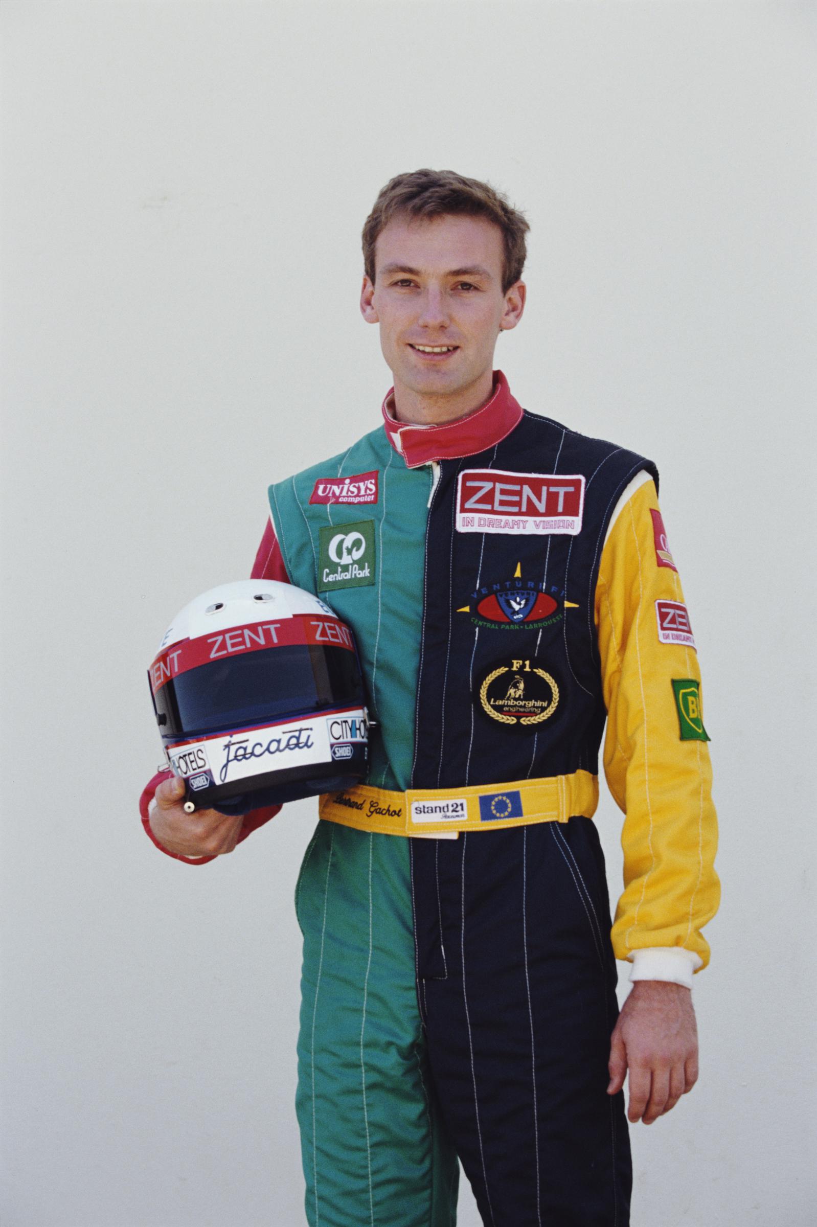 Bertrand Gachot poses for a portrait during practice for the Yellow Pages South African Grand Prix at the Kyalami Grand Prix Circuit in Kyalami, South Africa, on February 28, 1992. | Source: Getty Images