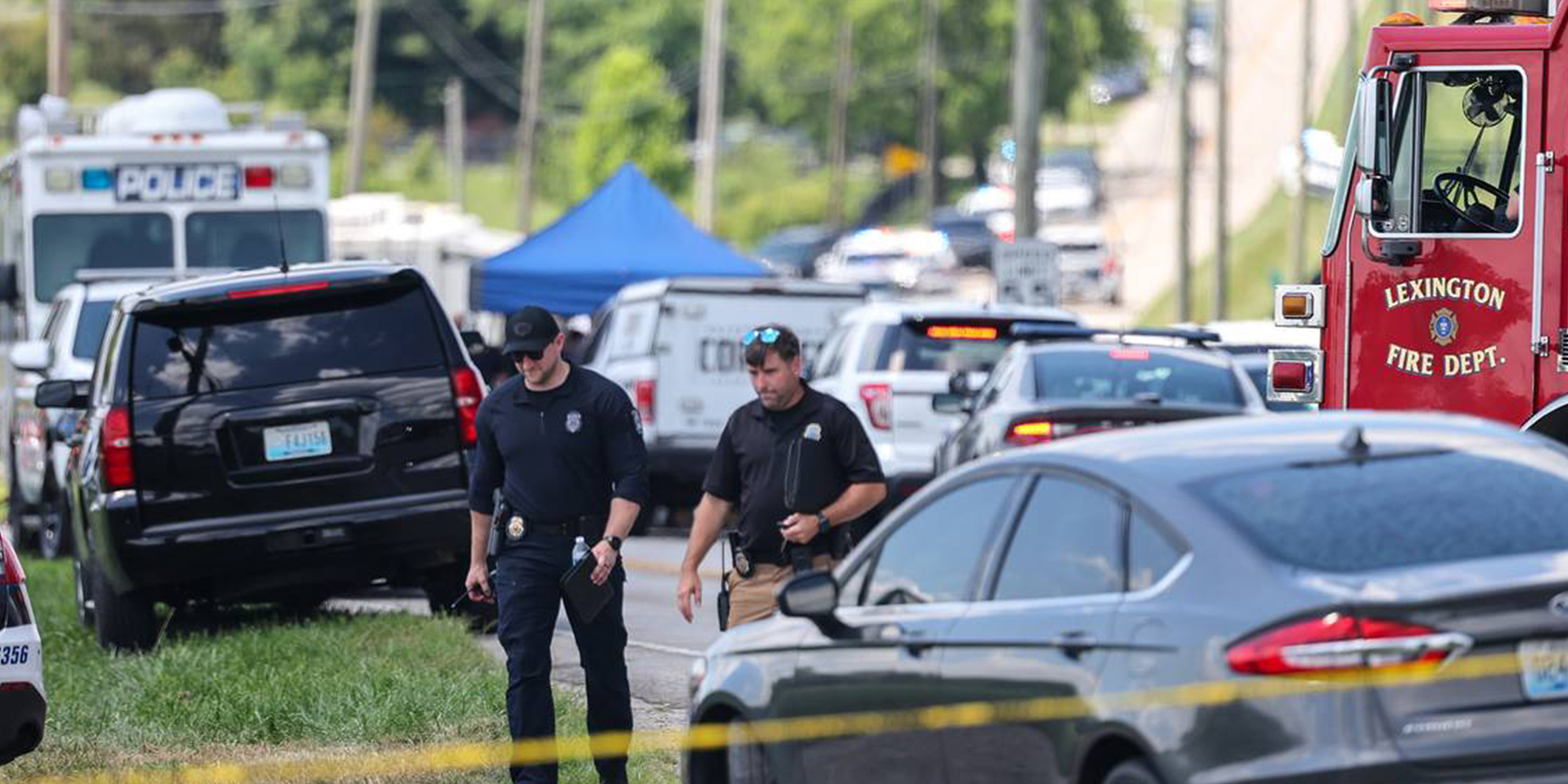 Parts of Old Richmond Road were blocked off as police investigated a shooting at a Lexington, Kentucky, church Sunday afternoon, July 13, 2025