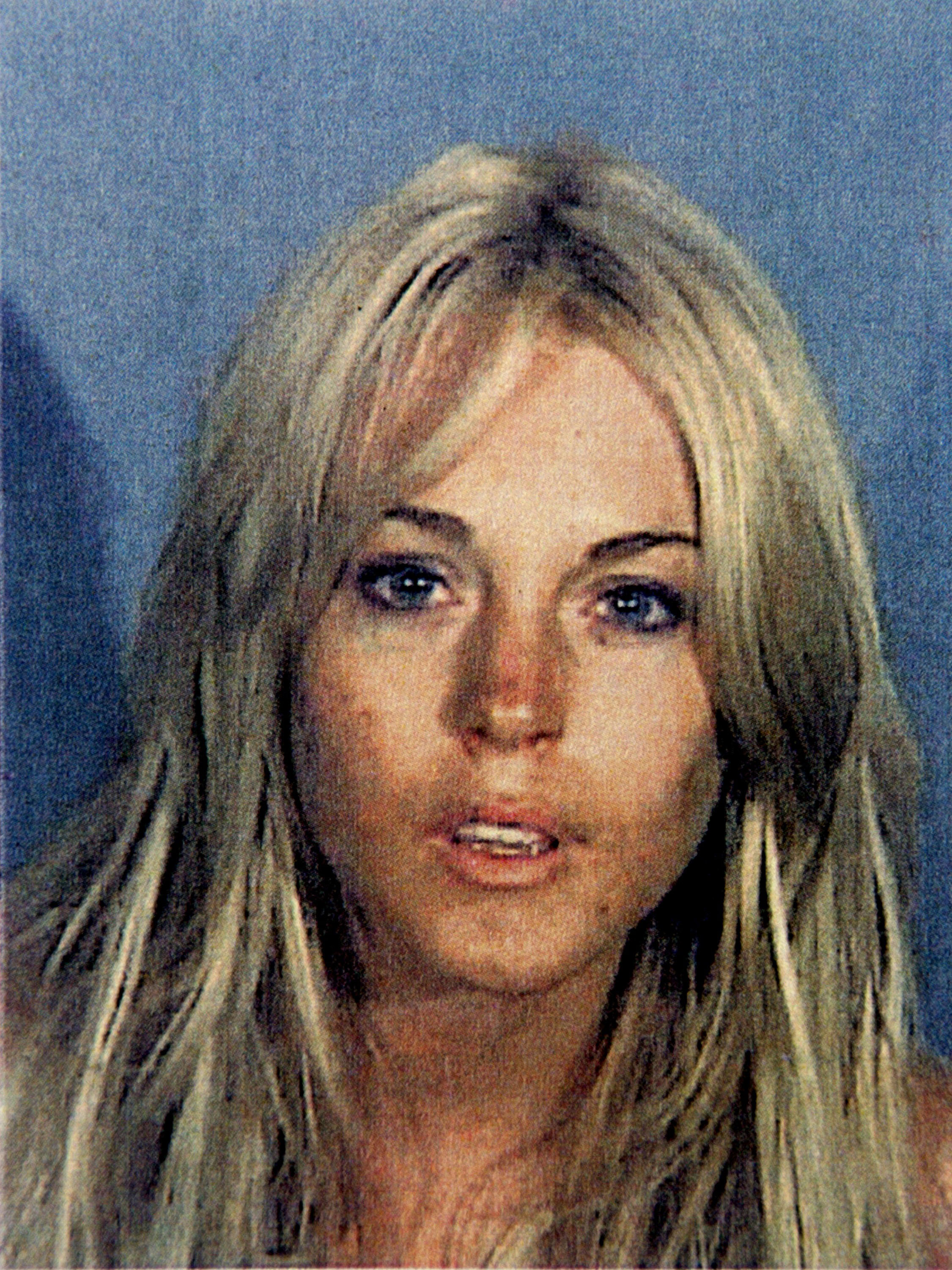 One of Lindsay Lohan's mugshots in Santa Monica, California on July 24, 2007. | Source: Getty Images