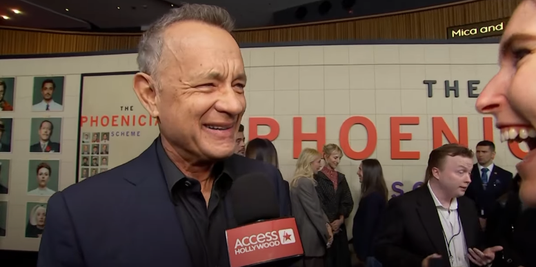Tom Hanks at the premiere of "The Phoenician Scheme" while being interviewed about E.A. Hanks' book, dated May 29, 2025 | Source: Youtube/Access Hollywood
