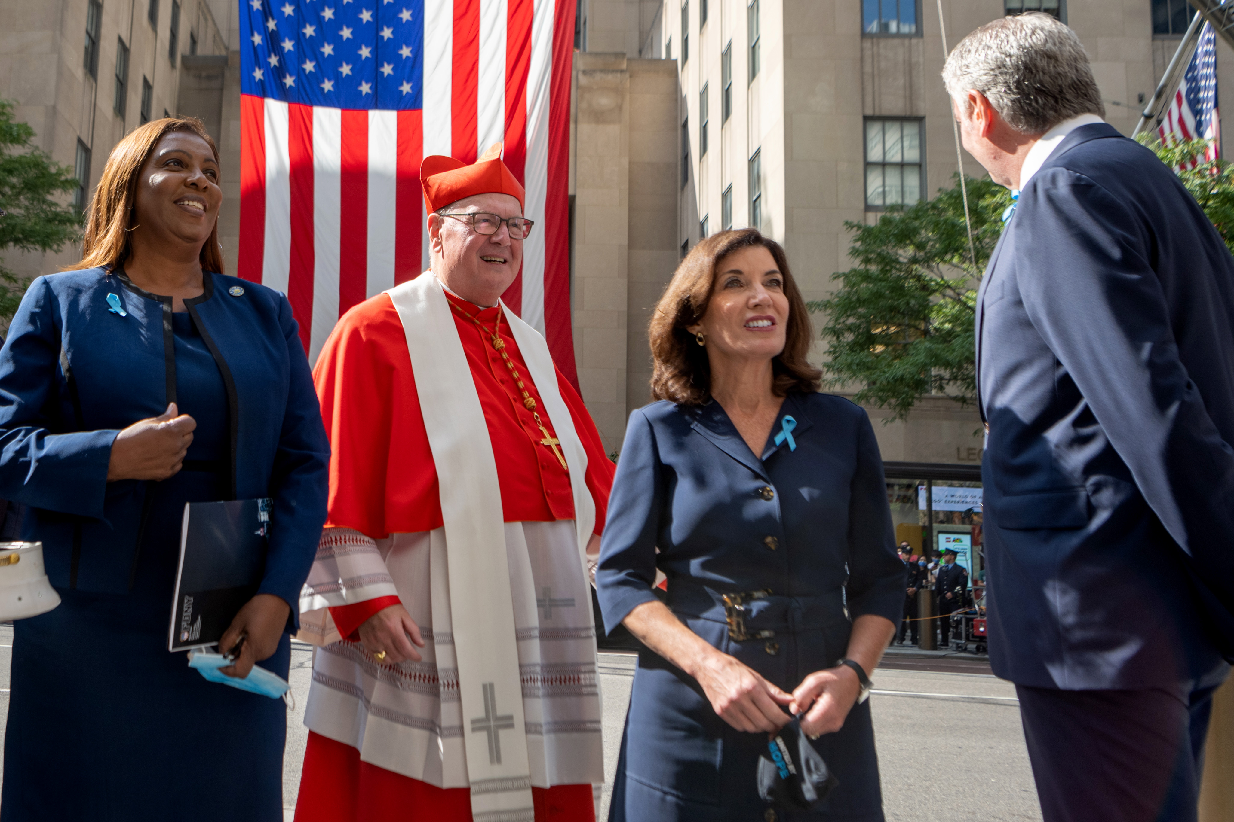 Letitia James and city and state leaders attend the FDNY memorial service at St. Patrick’s Cathedral on September 11, 2021, in New York City. | Source: Getty Images