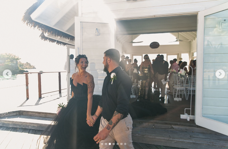 Sarah and Luke Wintrip after exchanging vows on their wedding day | Source: Instagram/lipsticknlouboutins | lukewintriptattooartist
