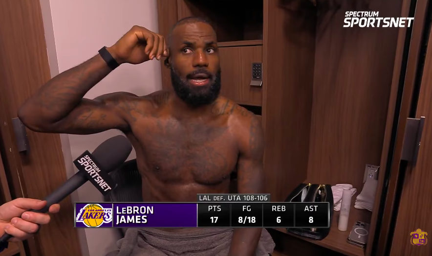 LeBron James speaking after the Lakers vs Utah Jazz game. | Source: YouTube/Lakers Nation