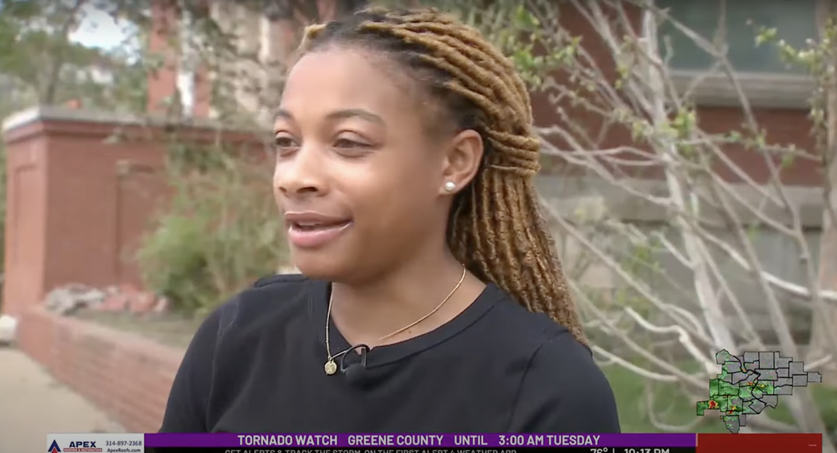 Mya Grimes recounts her harrowing experience of surviving the tornado, as seen in a video dated May 20, 2025 | Source: YouTube/KMOVStLouis