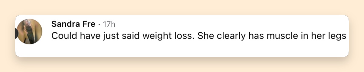 A viewer pointed out Amanda's apparent muscle definition, suggesting her transformation involved more than simply losing weight. | Source: Facebook/ Daily Mail Video
