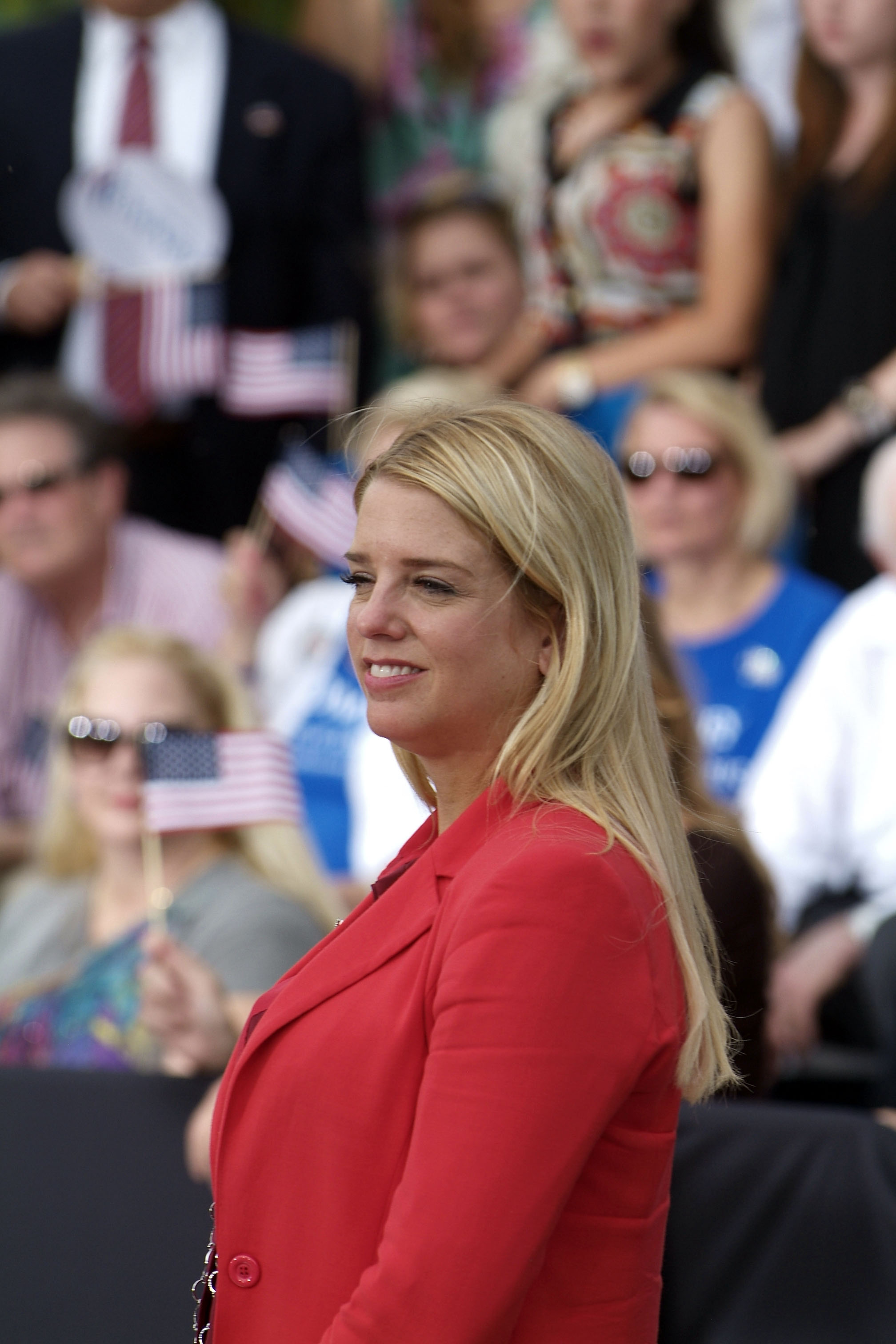 Then–Florida Attorney General Pam Bondi attends a campaign event for Mitt Romney in Miami on August 13, 2012 | Source: Getty Images
