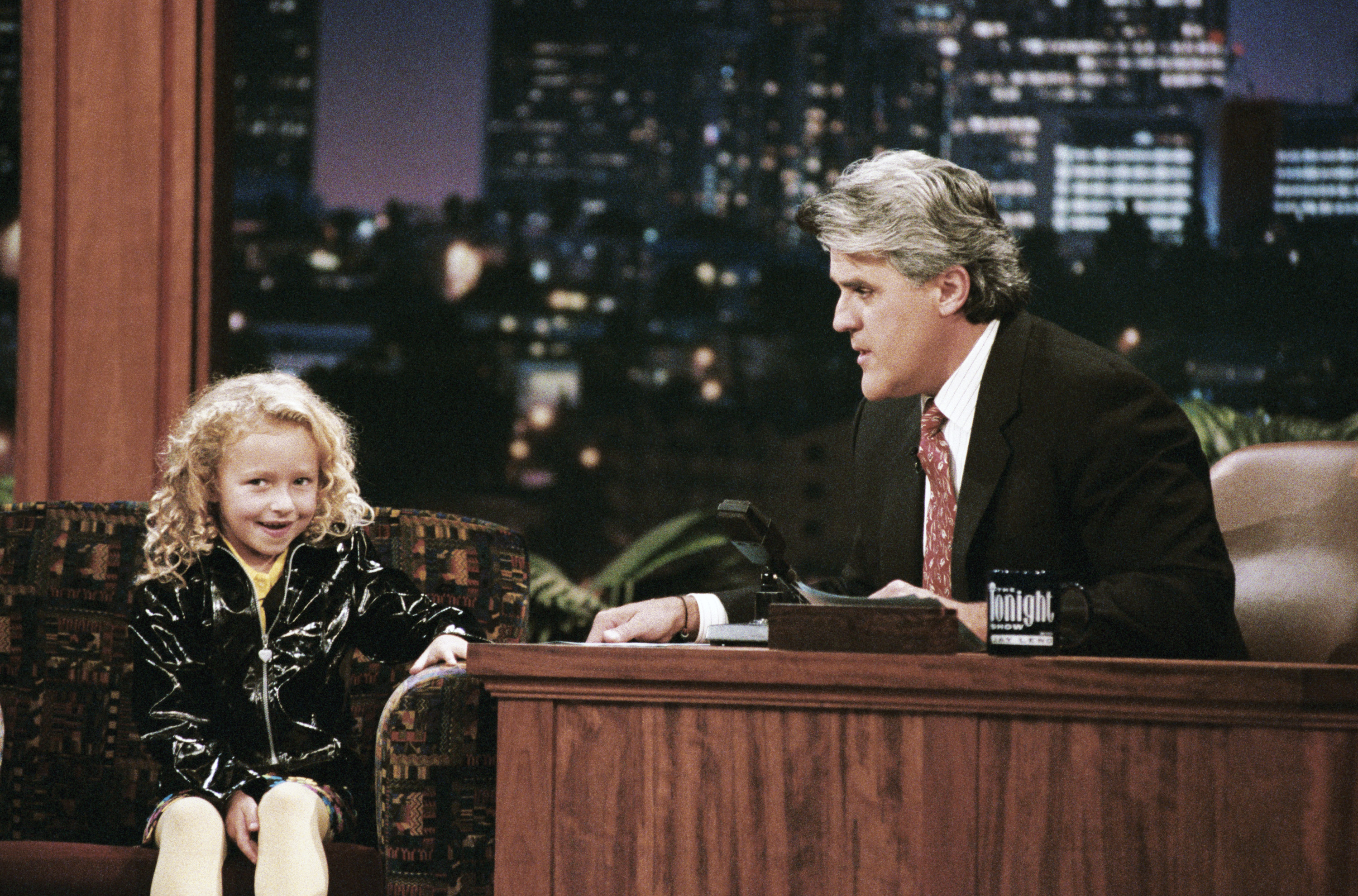 Hayden Panettiere influenced the millennial generation while growing up with them on screen. In this photo, she appeared for an interview with Jay Leno on "The Tonight Show with Jay Leno" on October 3, 1996.