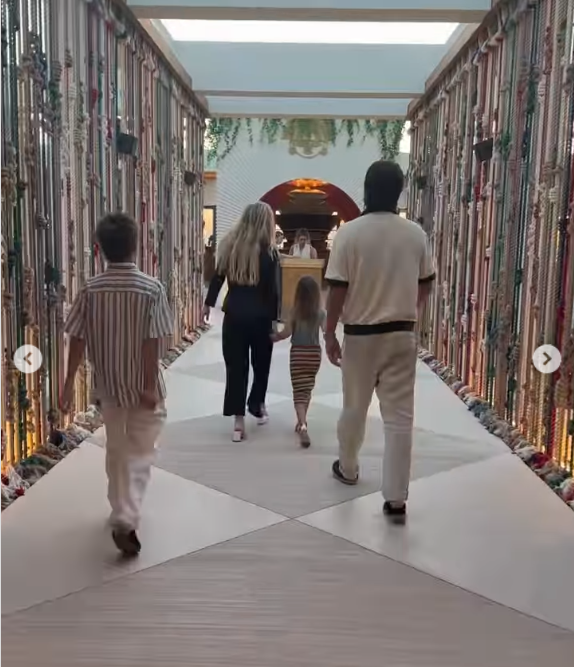 Kate Hudson walked with her daughter Rani alongside family through a beautifully adorned hallway at One&Only Aesthesis in Athens. The stylish corridor and relaxed vibe captured the essence of their dreamy Greek getaway | Source: Instagram/katehudson