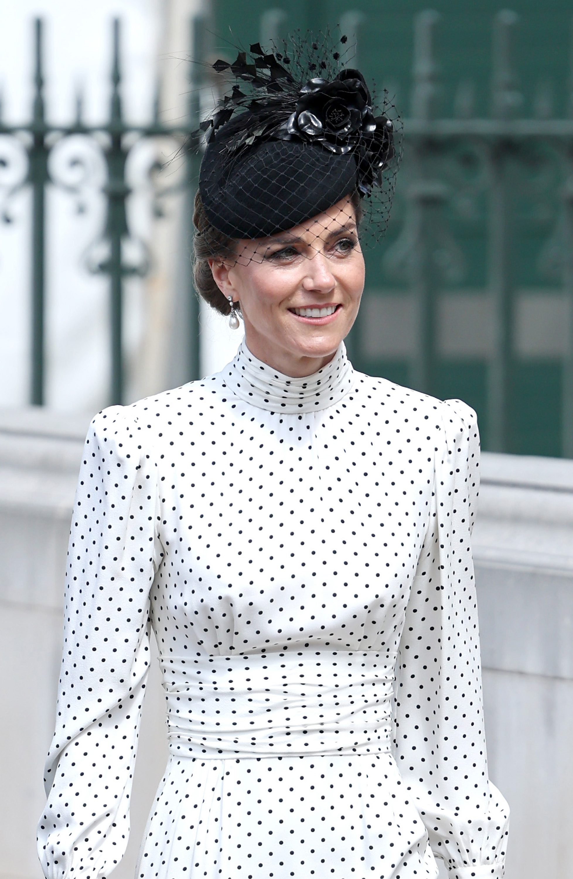 Princess of Wales looks happy as she departs the Thanksgiving Service to mark the 80th anniversary of VE Day at Westminster Abbey on May 8, 2025, in London, England | Source: Getty Images