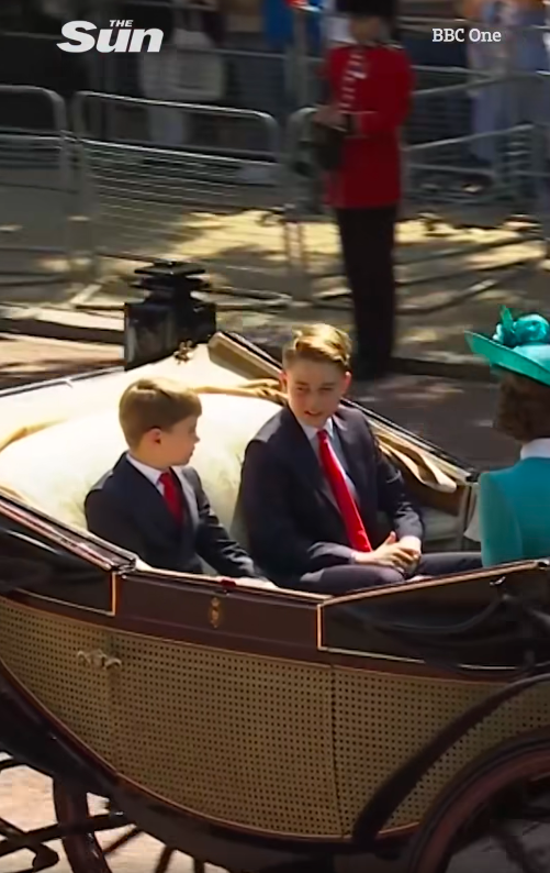 Prince Louis and Prince George talking while seated opposite Princess Catherine. | Source: Facebook/The Sun
