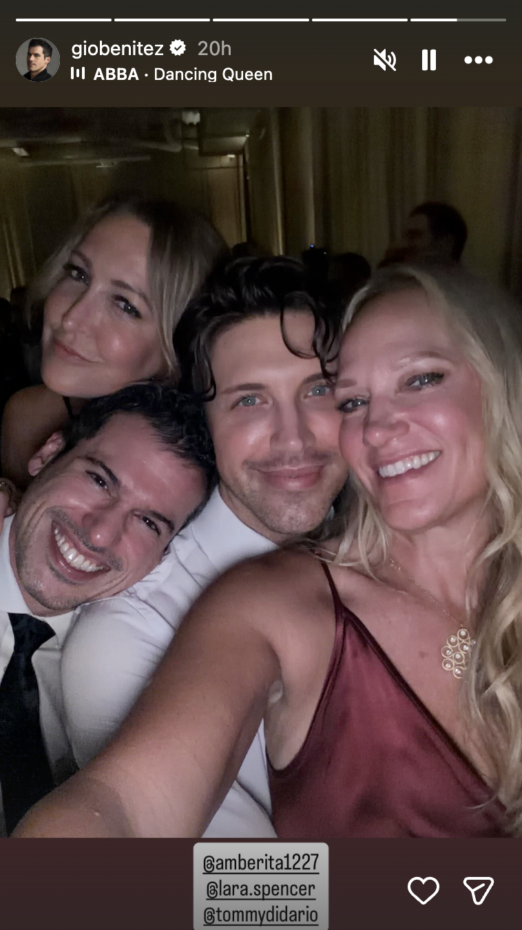 ABC News colleagues Gio Benitez, Lara Spencer, Tommy DiDario, and Amber Laign snap a joyful selfie during the reception | Source: Instagram/giobenitez